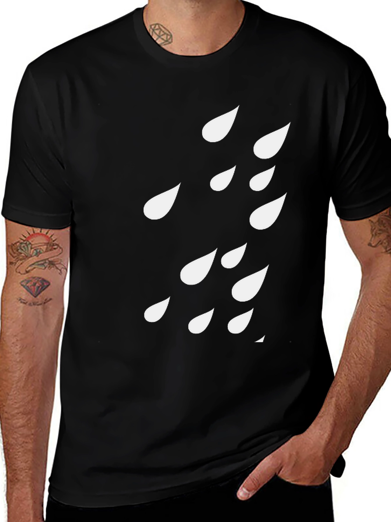 Variant 30 of Rain Drop Graphic Black T-Shirt