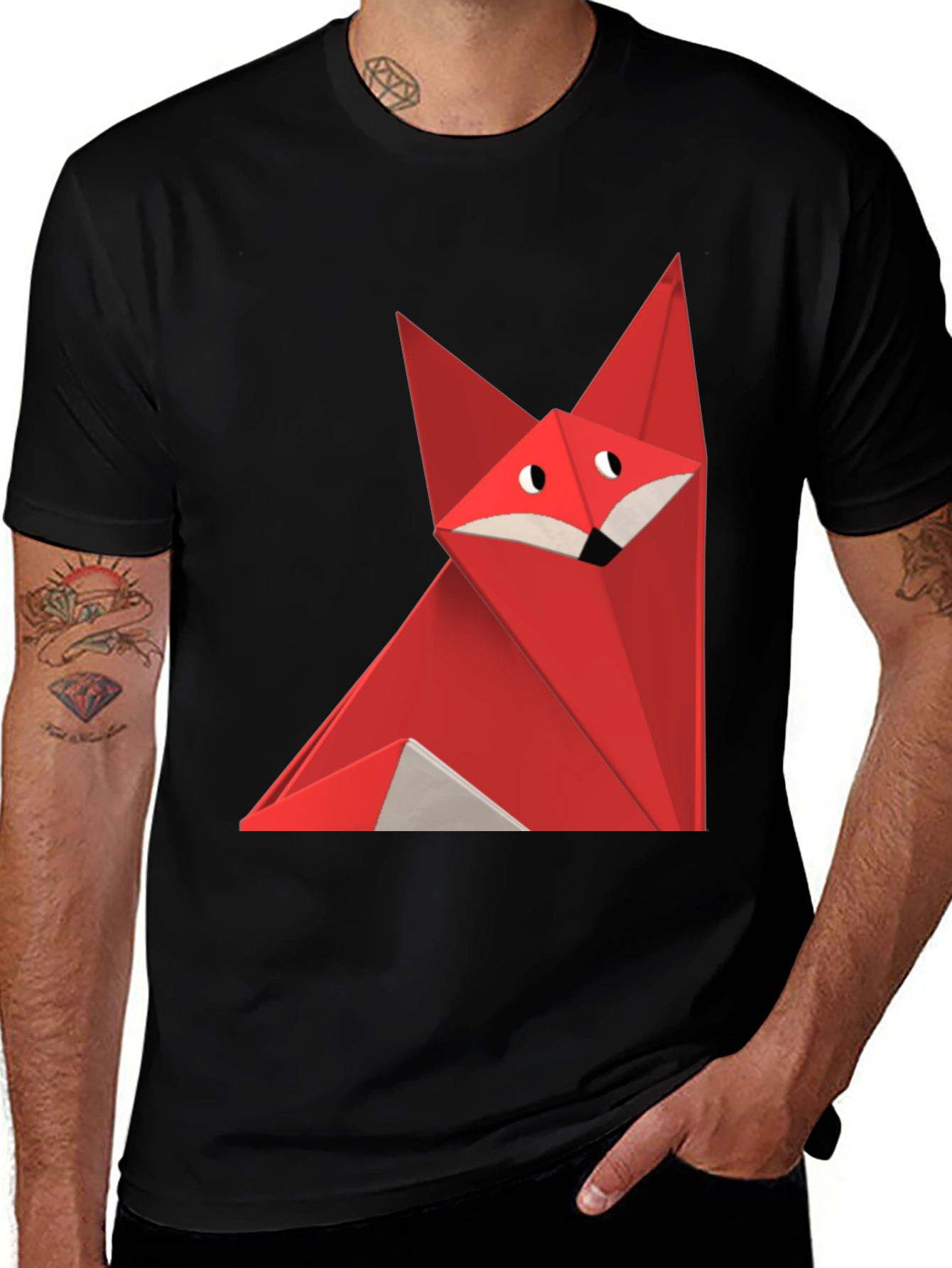 Variant 13 of Geometric Fox Graphic Tee - Black