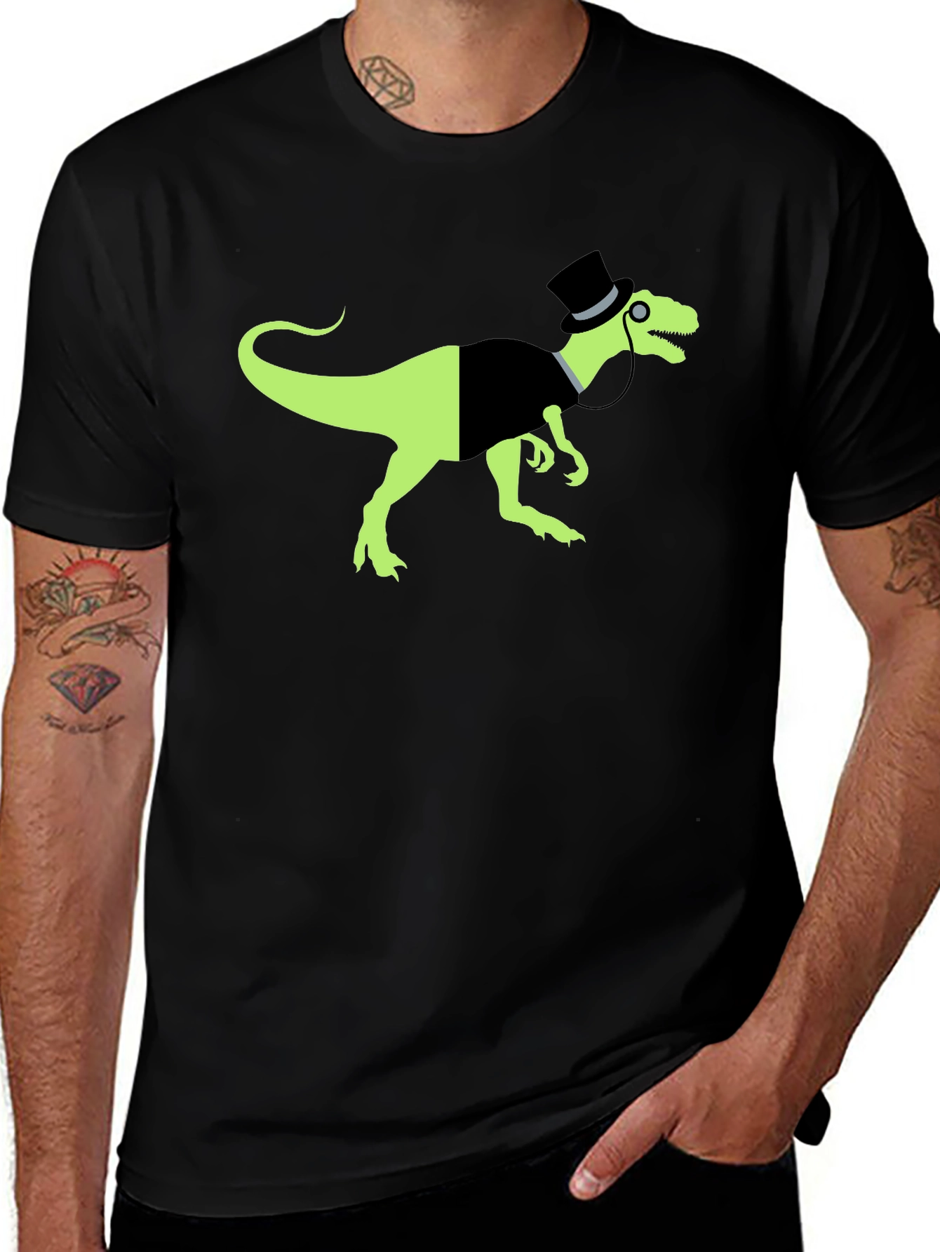 Variant 9 of Dapper Dino Graphic T-Shirt - Black