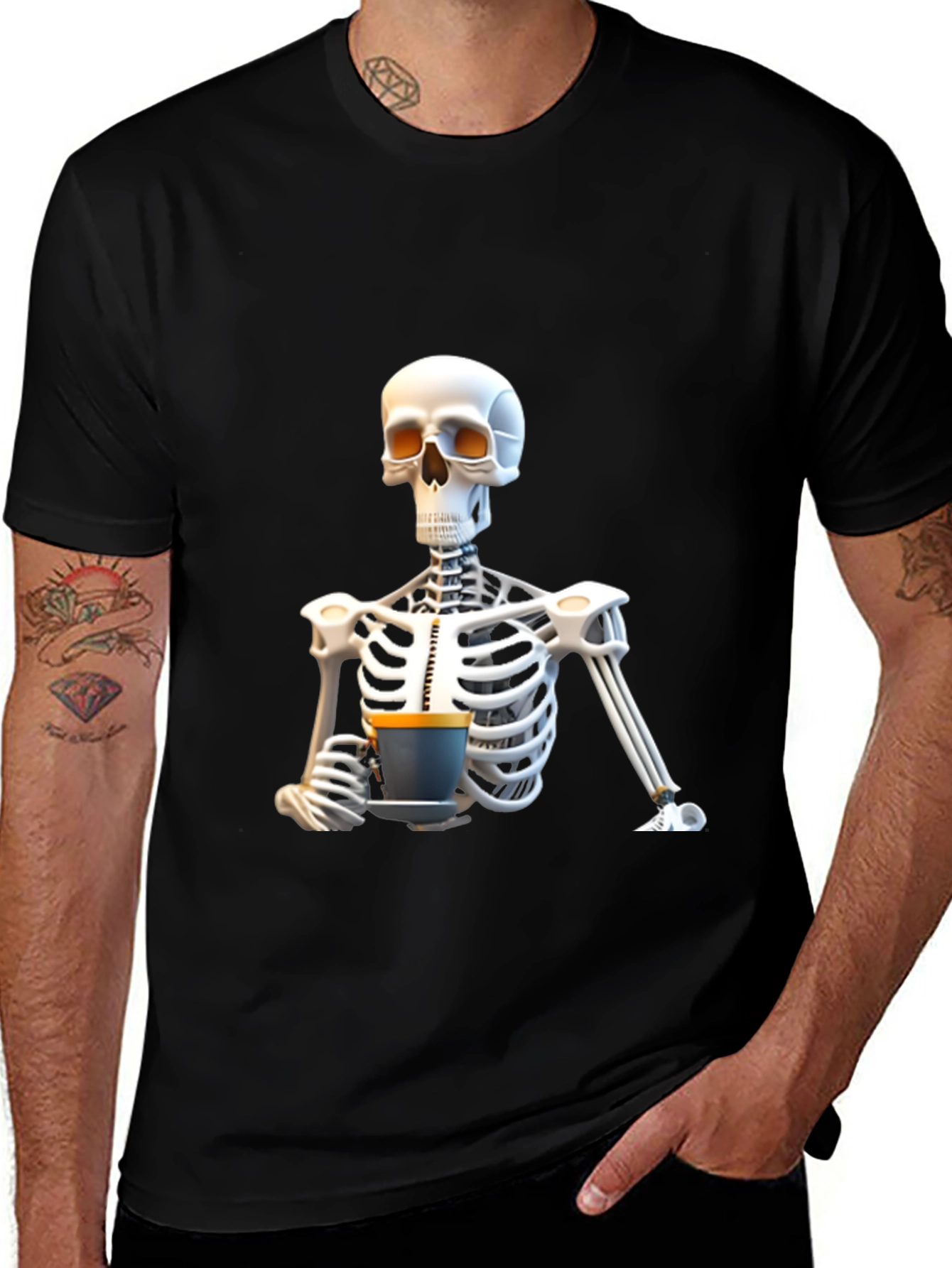 Variant 17 of Skeleton Coffee T-Shirt - Relaxed Fit