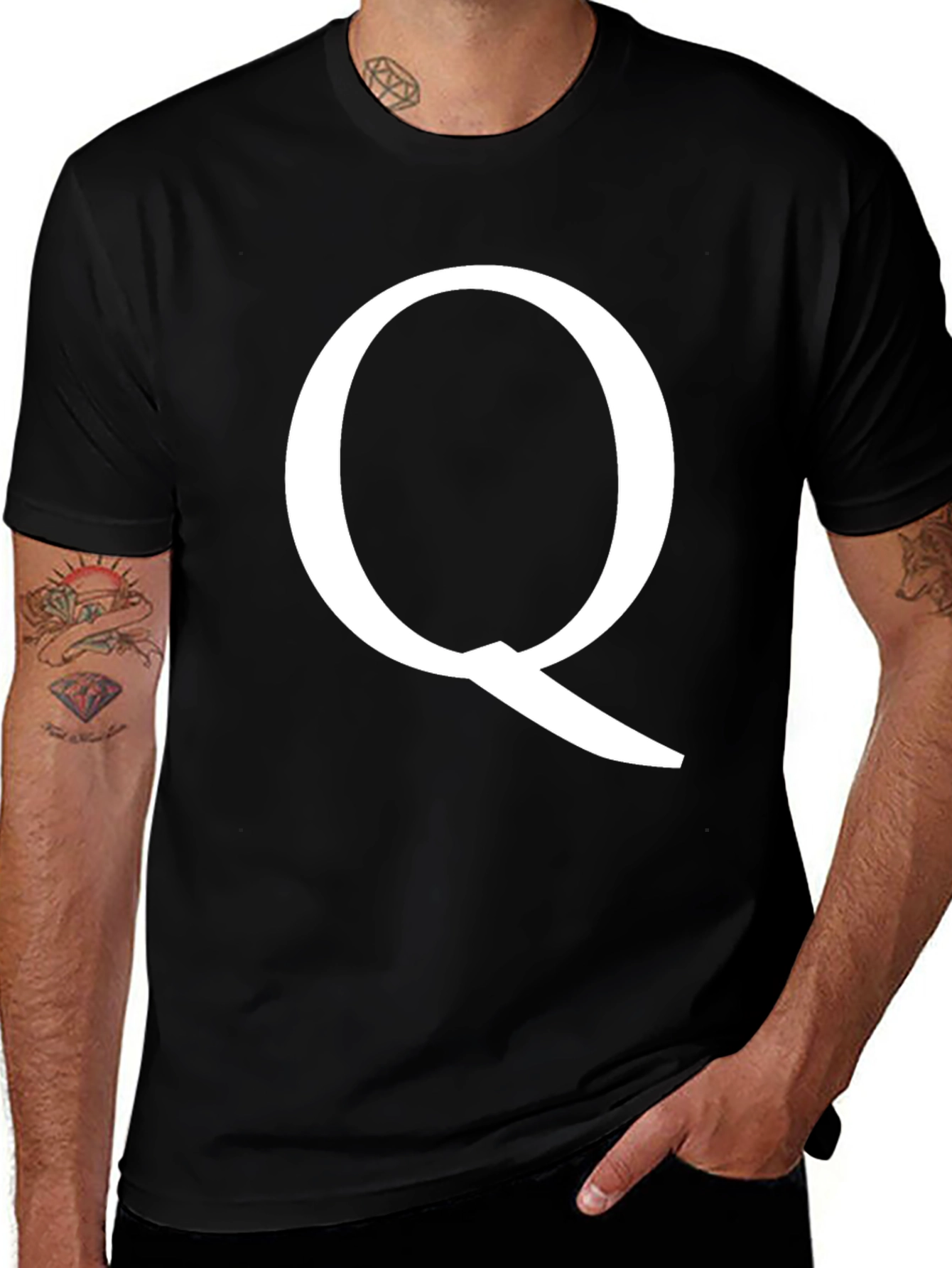 Variant 7 of Letter Q Graphic Tee - Bold & Stylish Black T-Shirt
