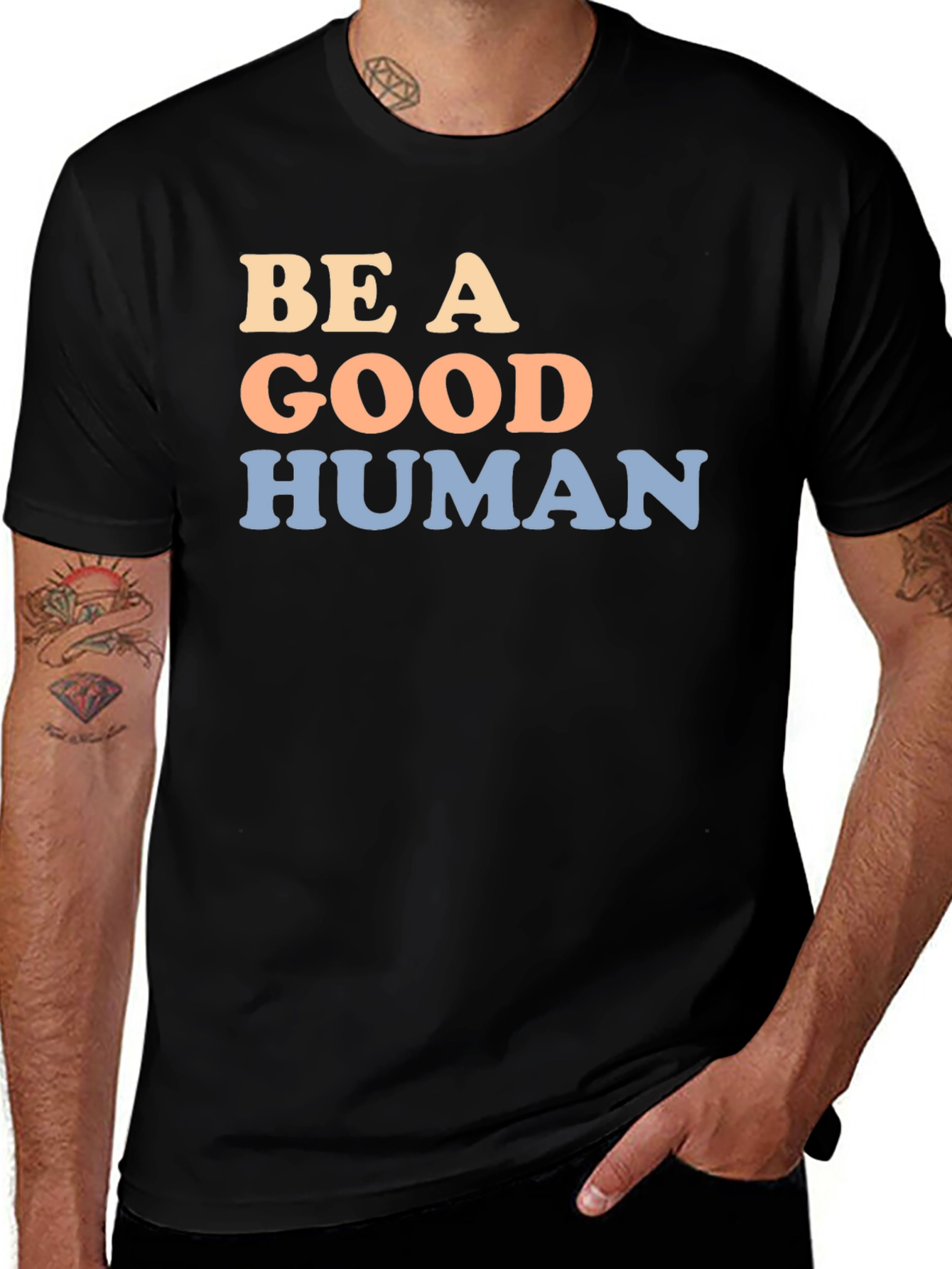 Variant 7 of Be a Good Human Graphic Tee - Soft Cotton Blend Shirt
