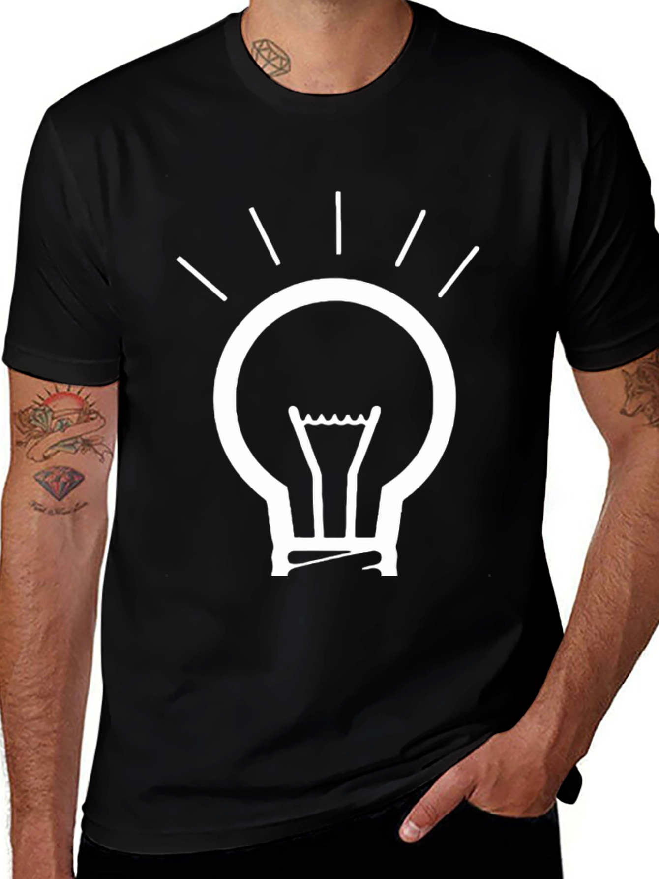 Variant 13 of Lightbulb Graphic Tee - Black Cotton Blend