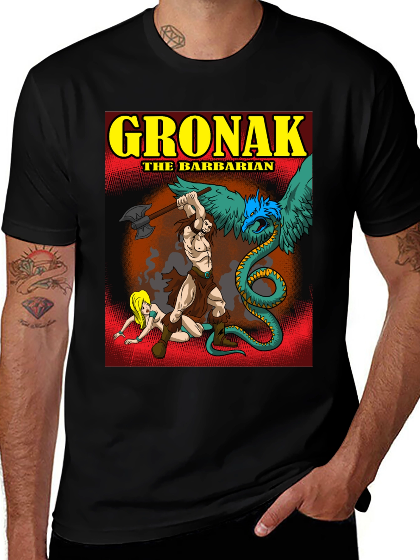 Variant 3 of Gronak the Barbarian Graphic Tee - Bold Black