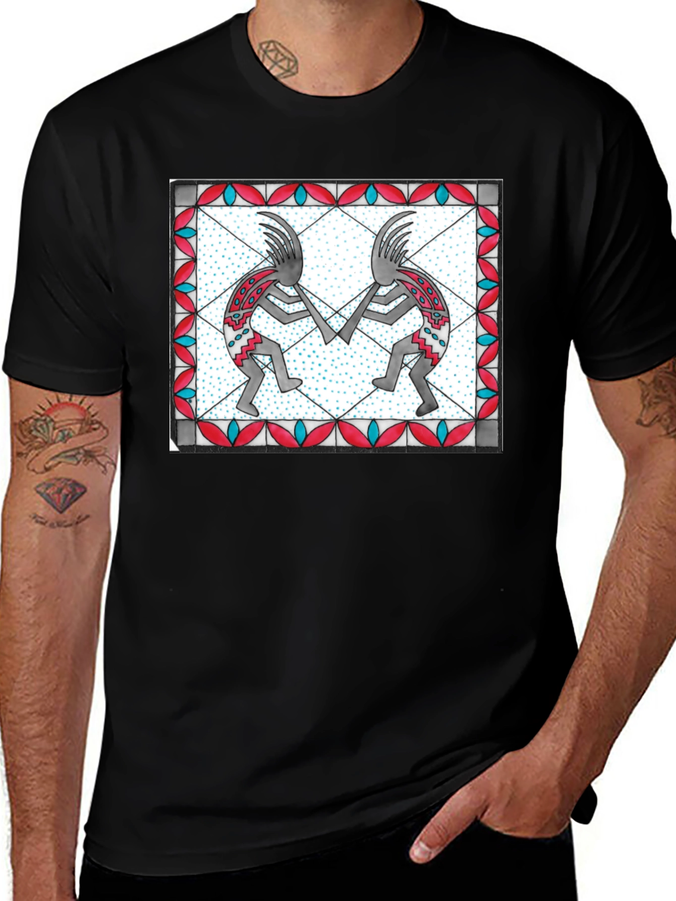 Kokopelli T-Shirt - Black Cotton Tee