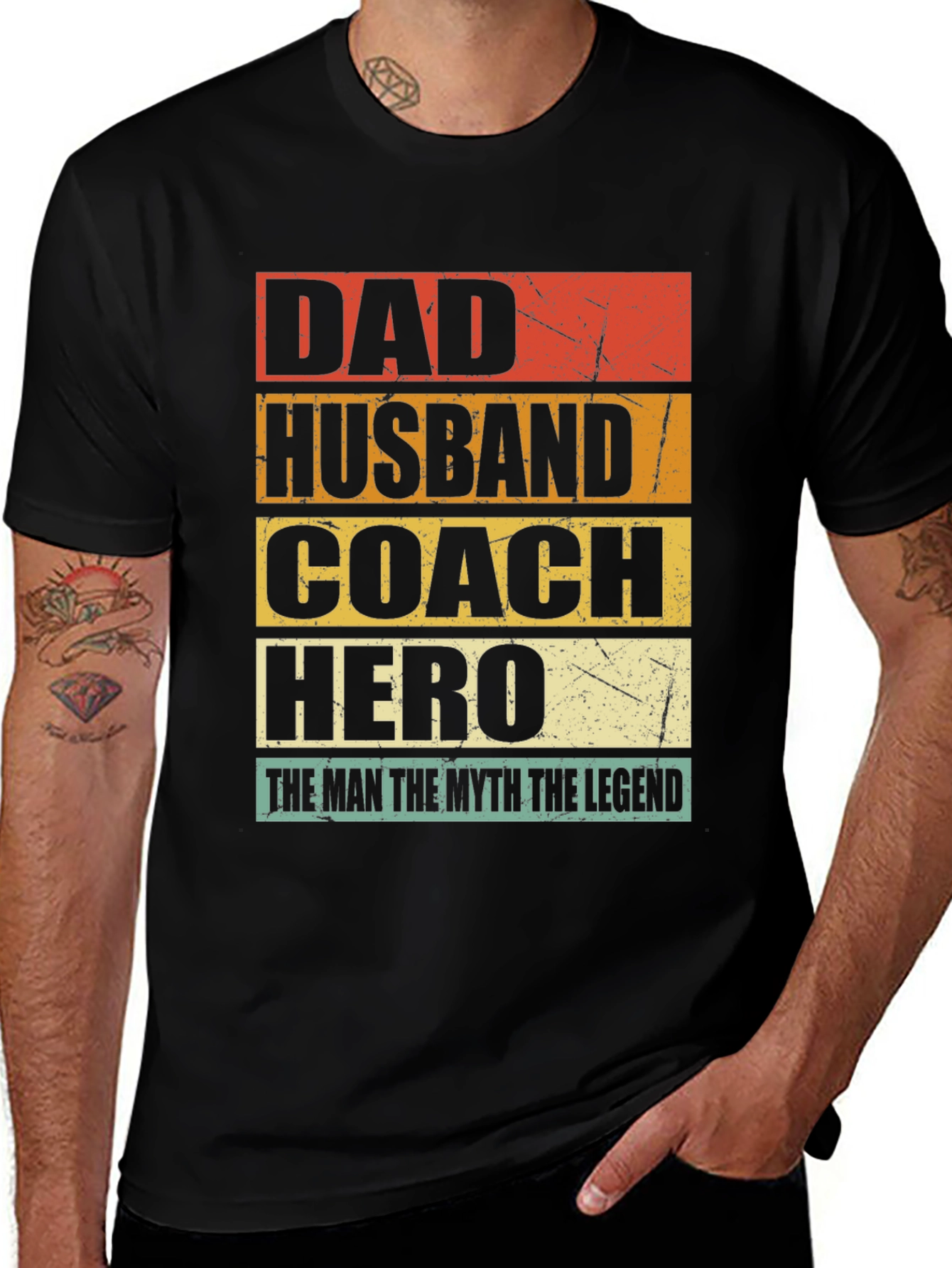 Black Dad Husband Coach Hero T-Shirt main image