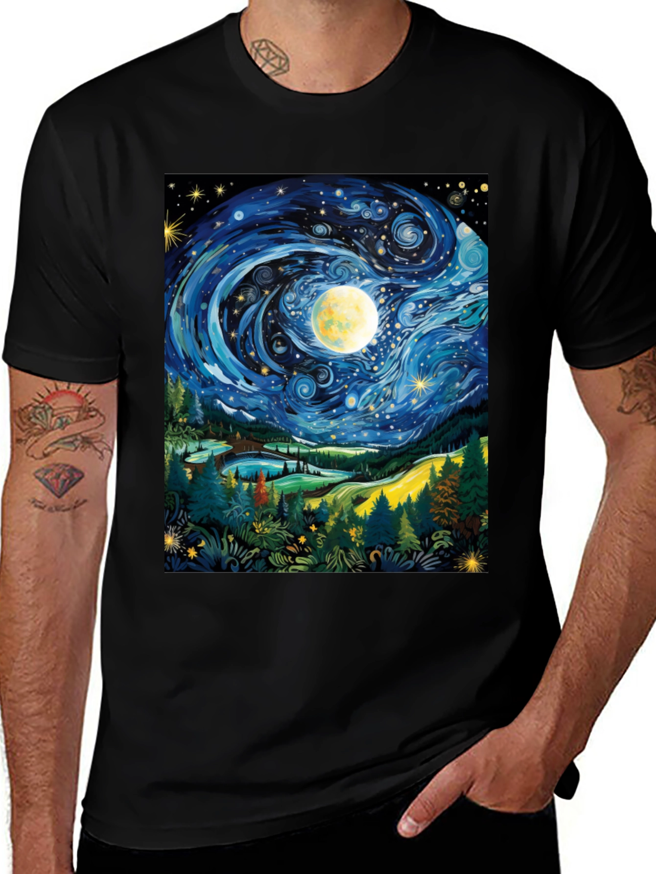 Variant 20 of Starry Night T-Shirt, Artistic Print