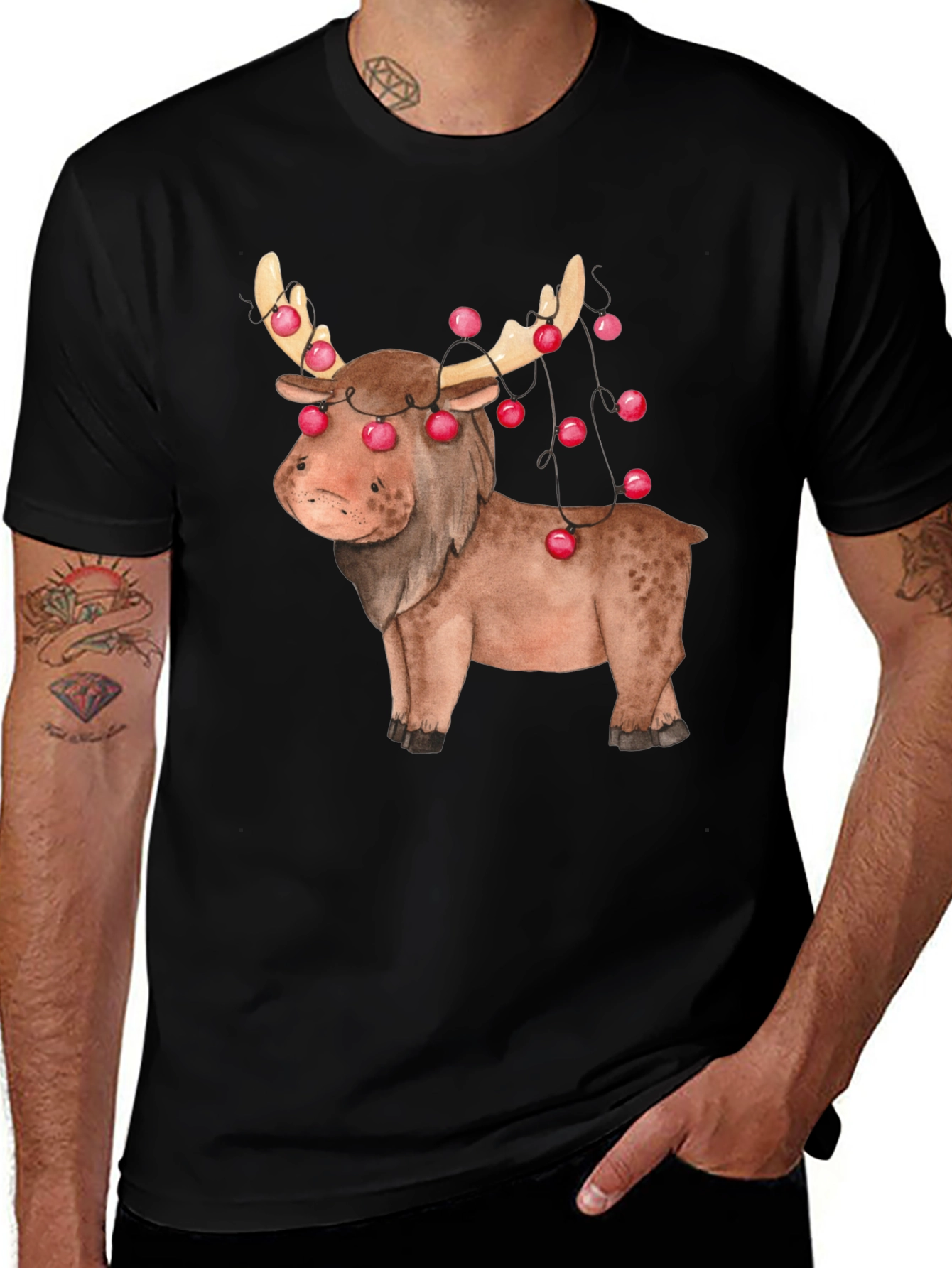 Variant 3 of Festive Reindeer Graphic Tee - Holiday Apparel