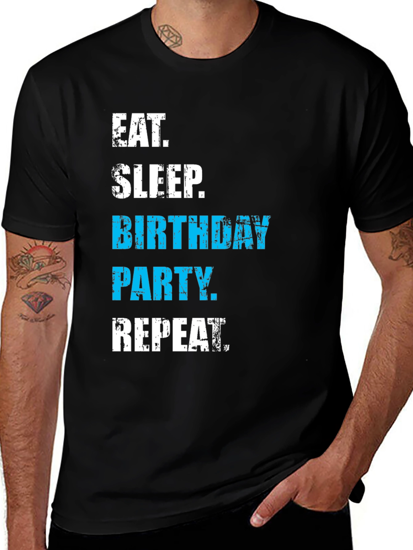 Variant 7 of Eat Sleep Birthday Party Repeat Black T-Shirt
