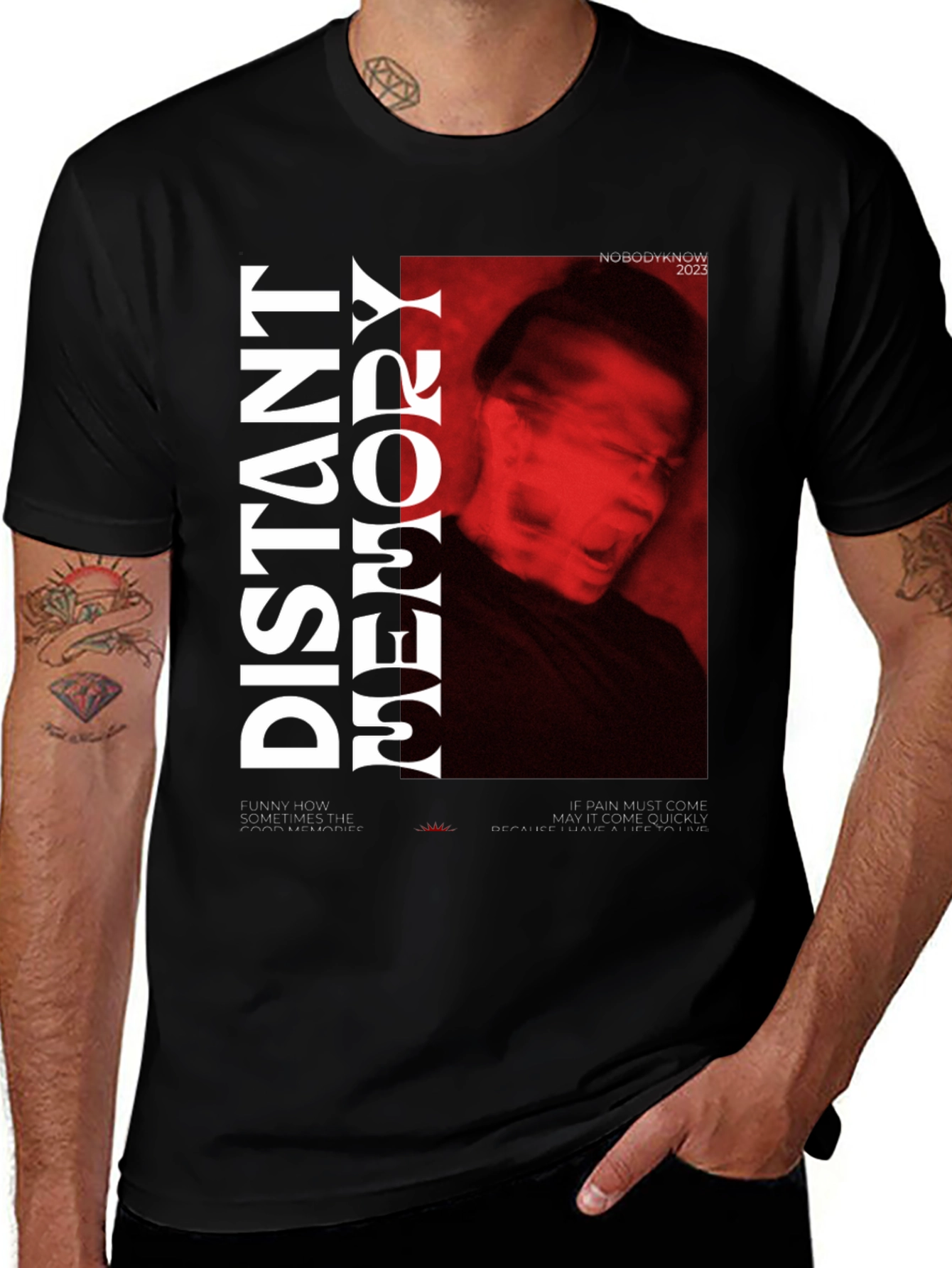 Variant 25 of Distant Memory Graphic Print Black T-Shirt