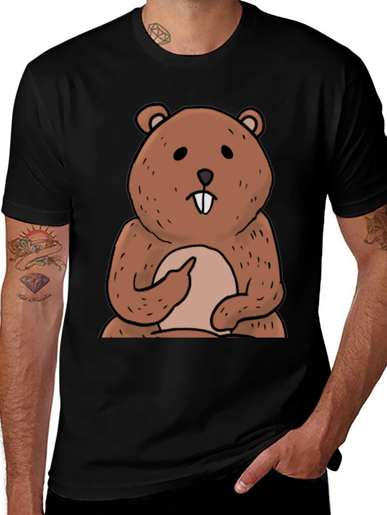 Variant 17 of Funny Beaver Cartoon Graphic T-Shirt