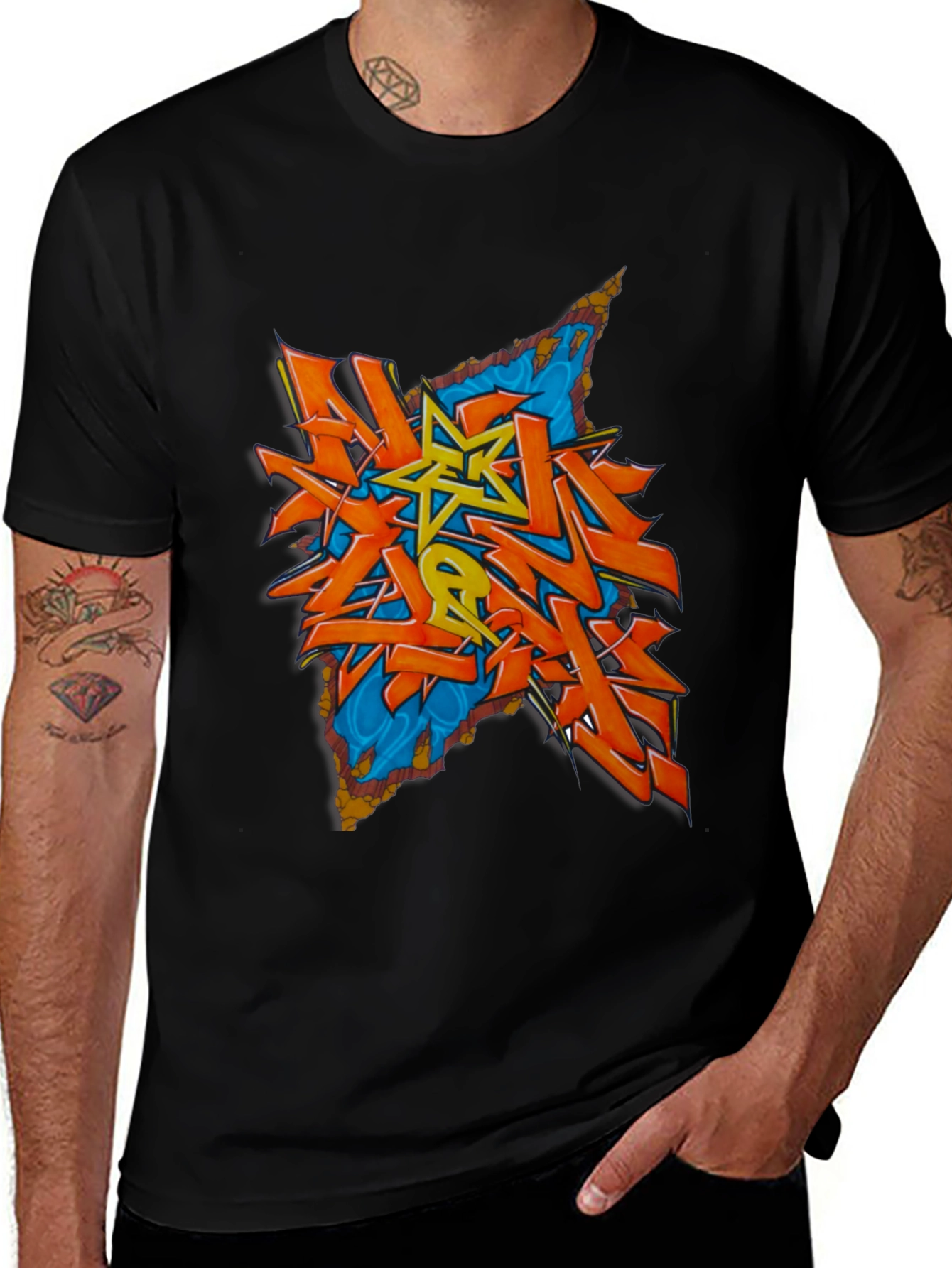 Variant 15 of Urban Graffiti Art Black T-Shirt
