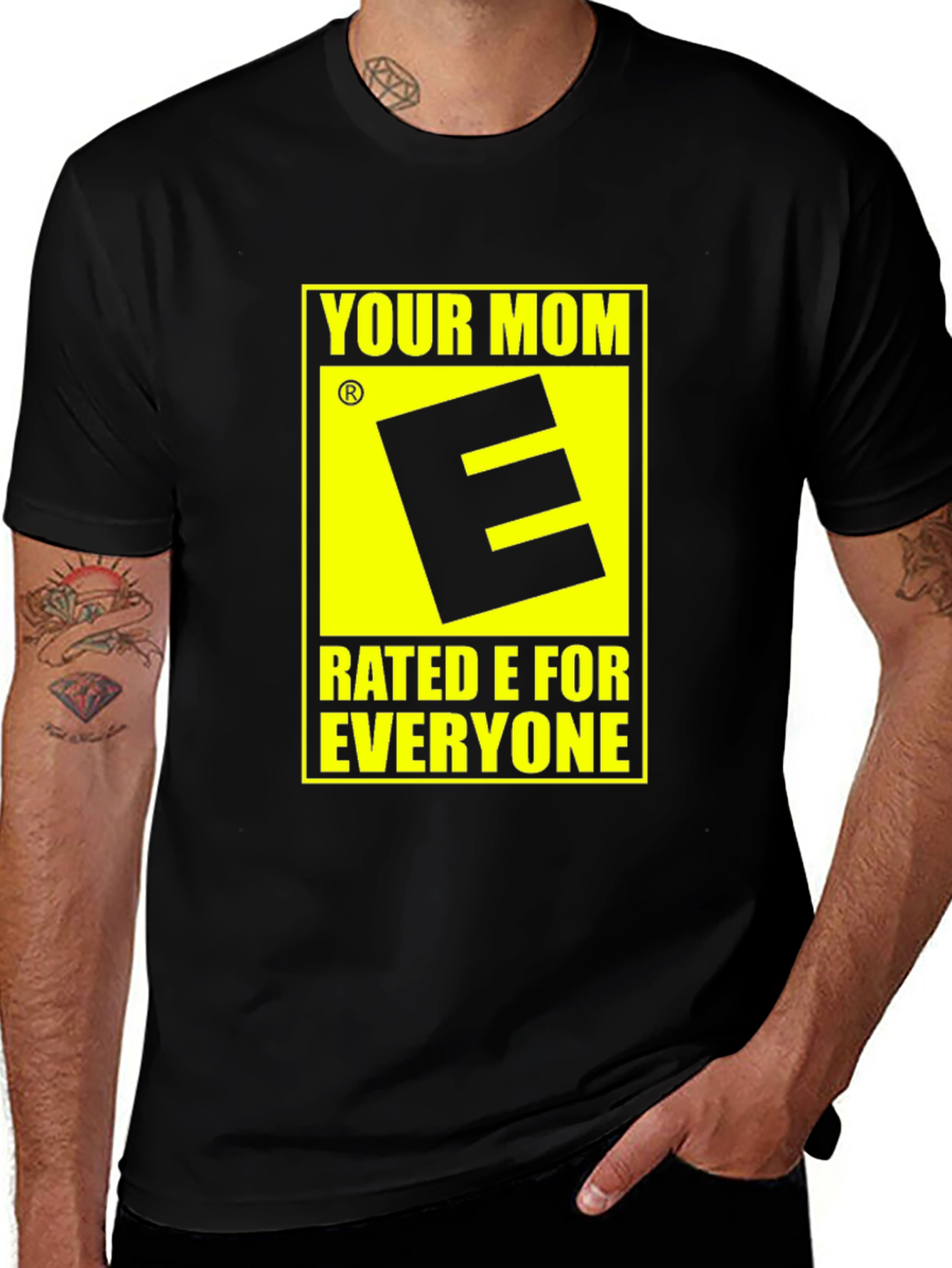 Variant 13 of Your Mom Rated E for Everyone Black T-Shirt