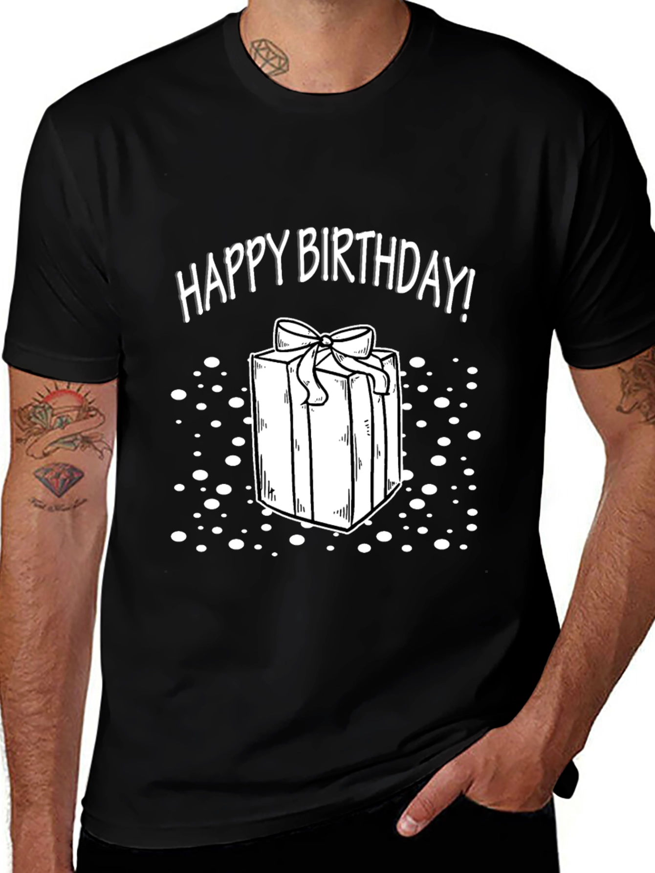 Variant 20 of Happy Birthday Gift T-Shirt - Black Cotton Tee