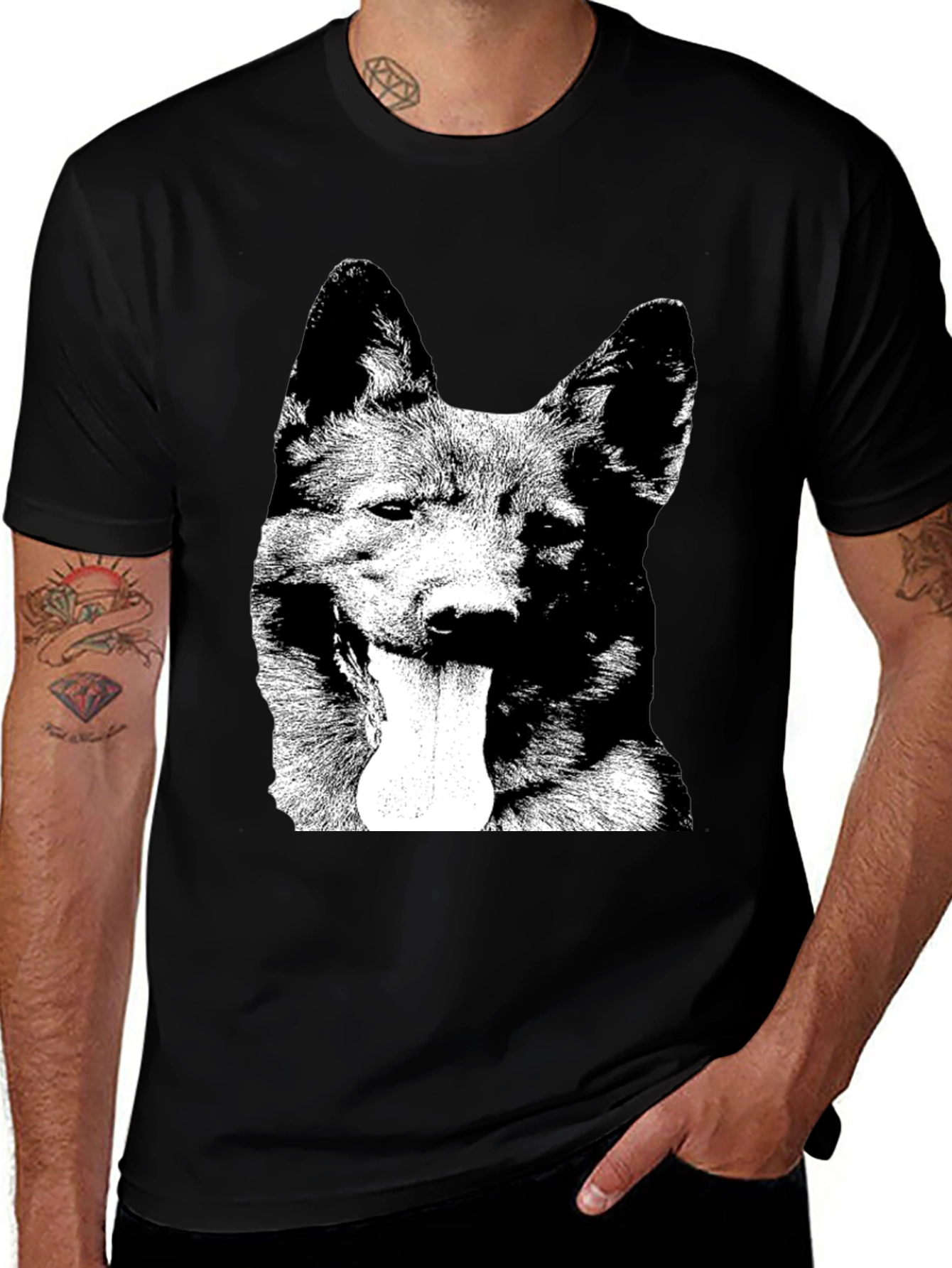 Variant 11 of Dog Graphic Black T-Shirt