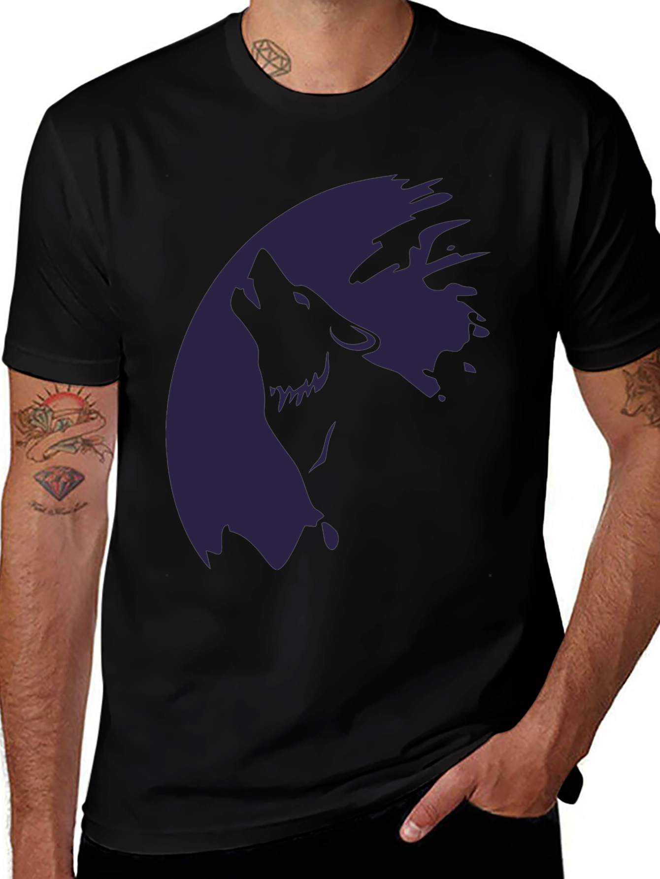 Variant 14 of Wolf Moon Graphic T-Shirt - Stylish Dark Tee
