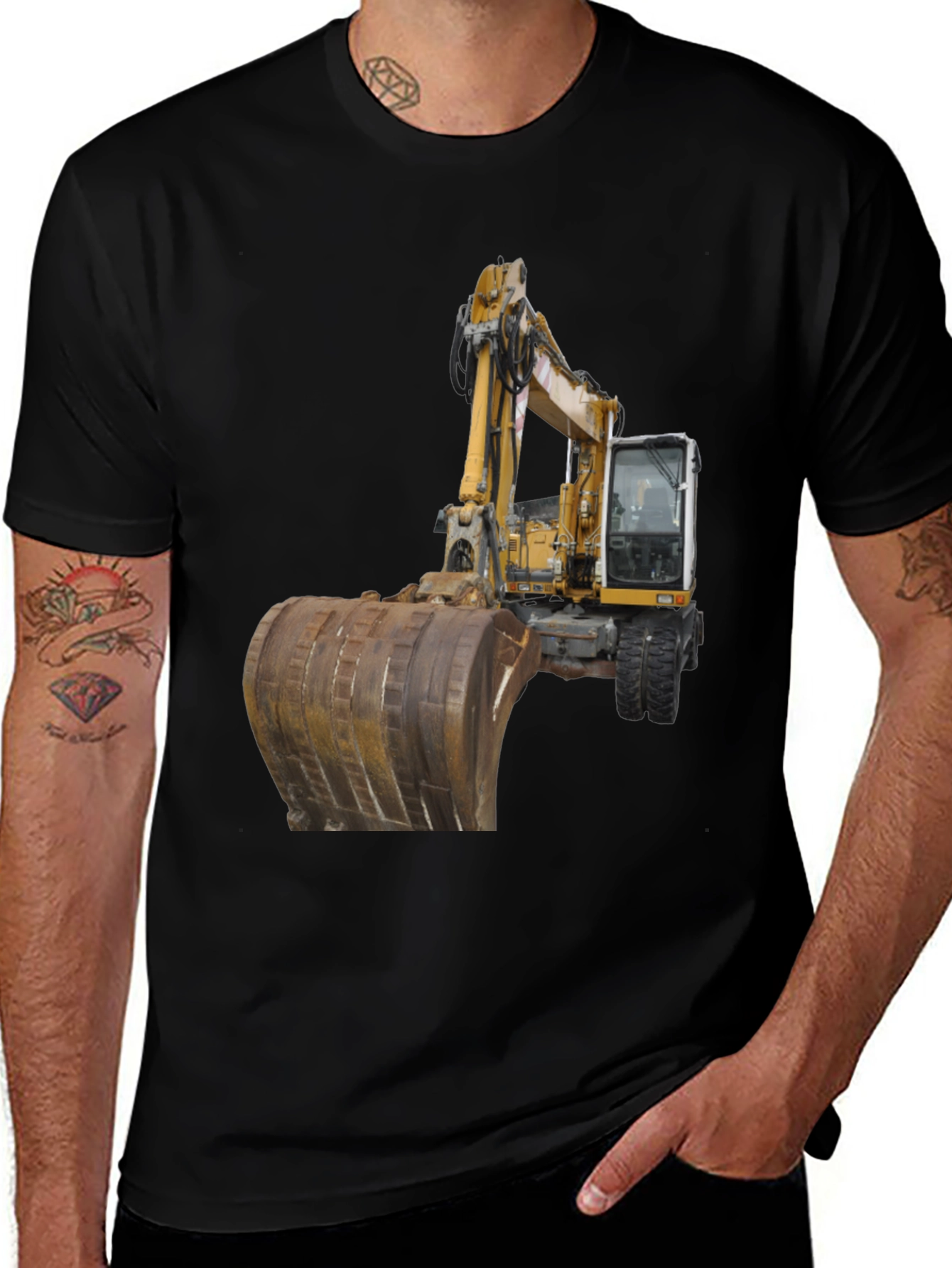 Variant 29 of Excavator Graphic T-Shirt - Black Cotton Tee
