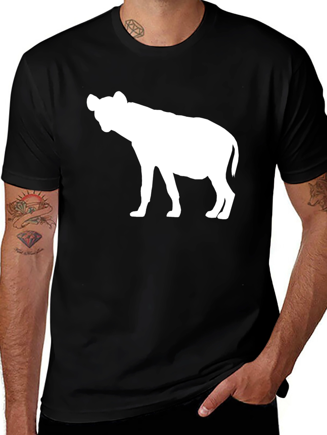 Variant 27 of Hyena Silhouette Graphic Tee - Cool Animal Print