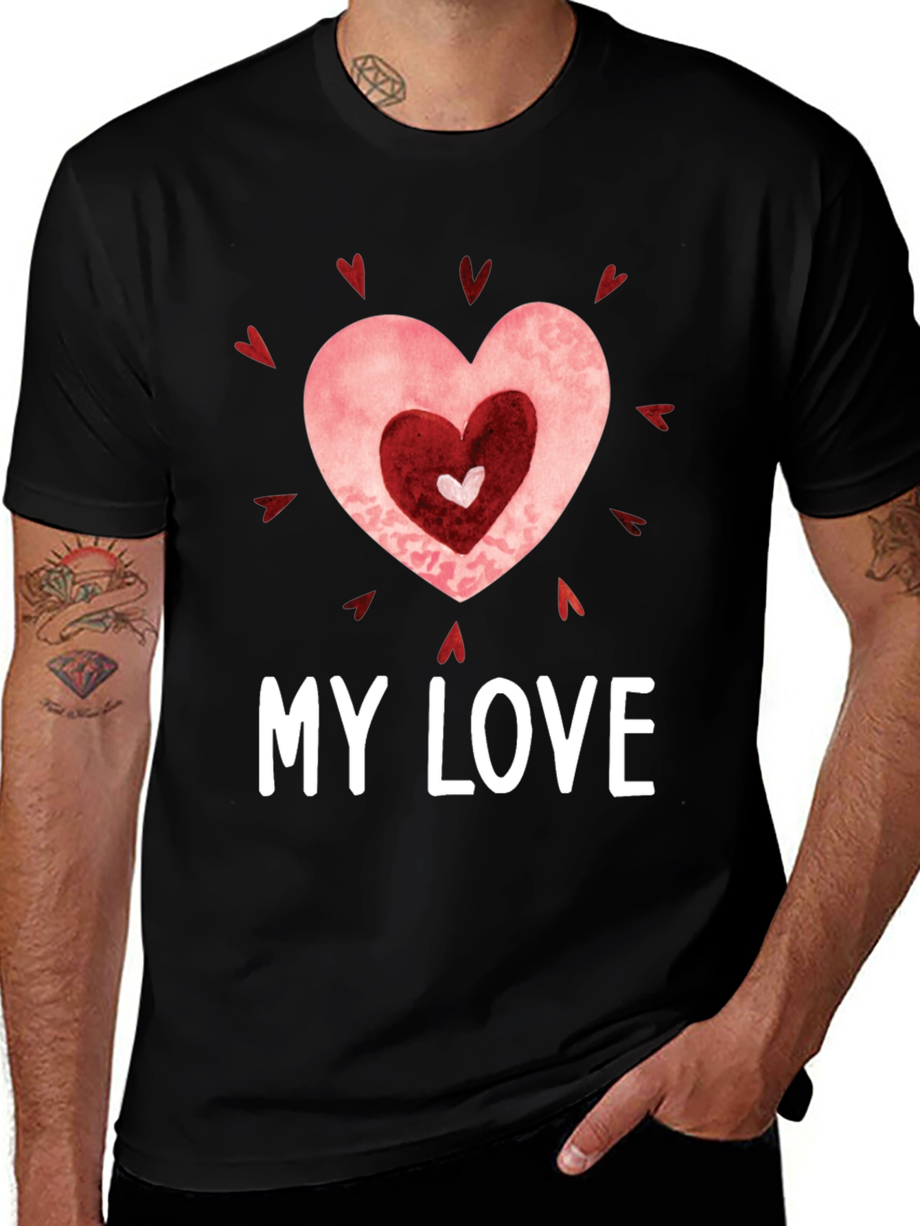 Variant 15 of My Love Heart Graphic Black T-Shirt