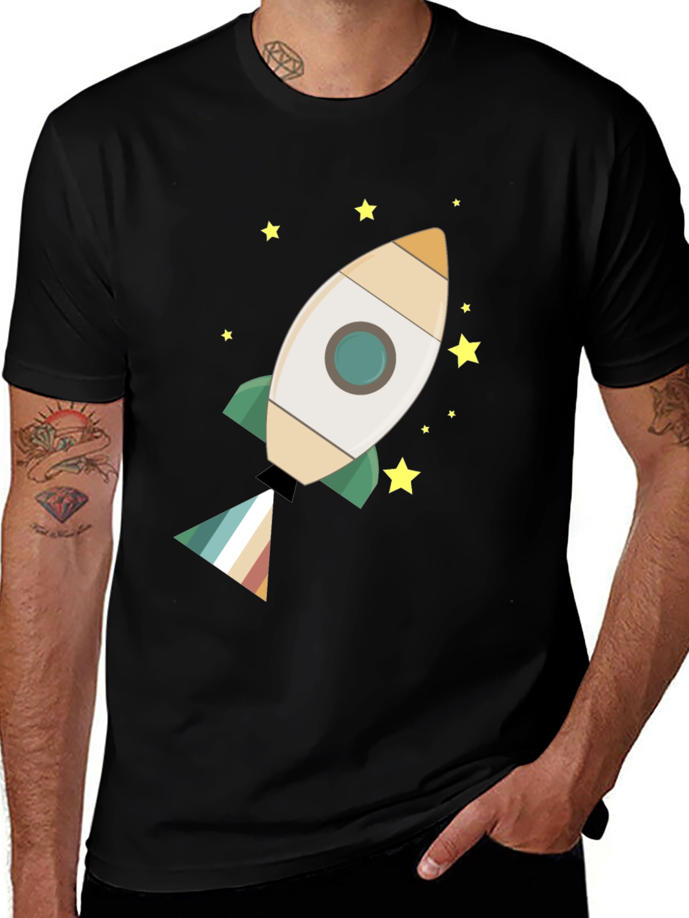 Black Rocket Ship T-Shirt - Blast Off in Style main image