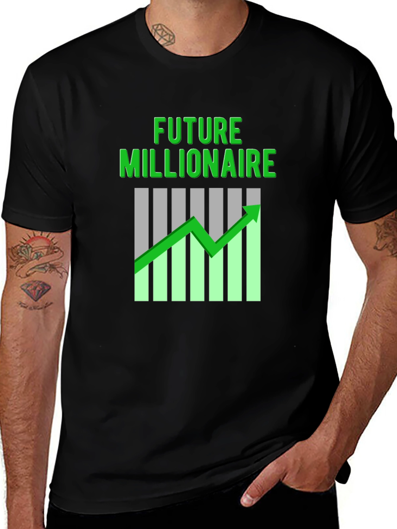 Variant 19 of Future Millionaire T-Shirt - Black Graphic Tee
