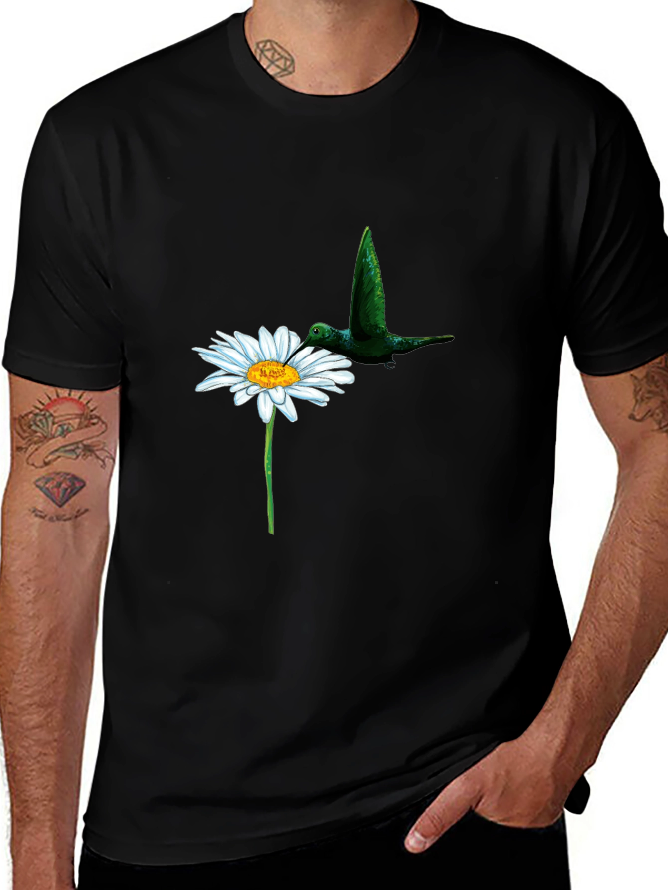Variant 25 of Daisy & Hummingbird Black T-Shirt