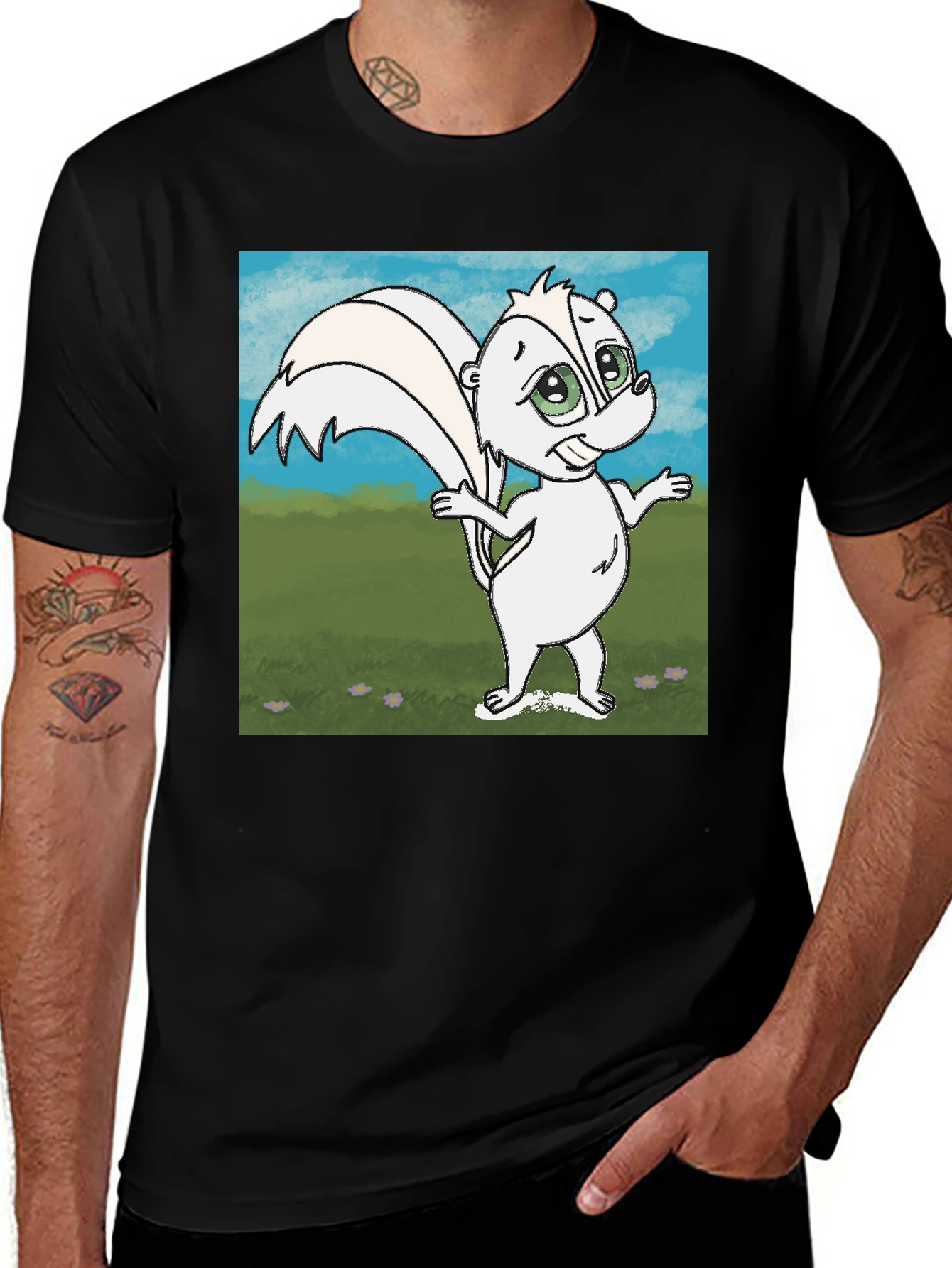 Variant 12 of Cartoon Skunk Graphic T-Shirt - Unisex Cotton Tee