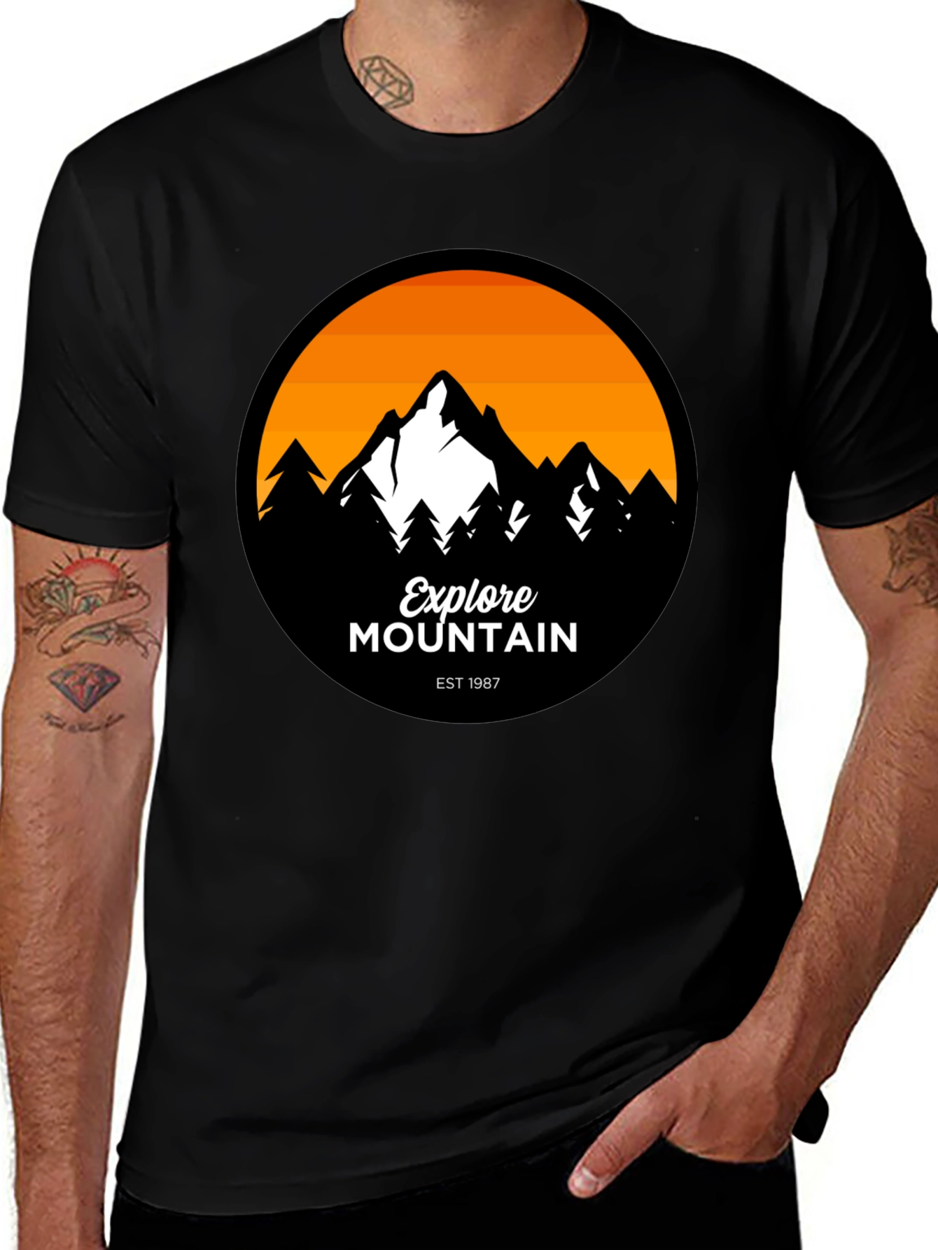 Variant 16 of Explore Mountain Graphic T-Shirt - Black