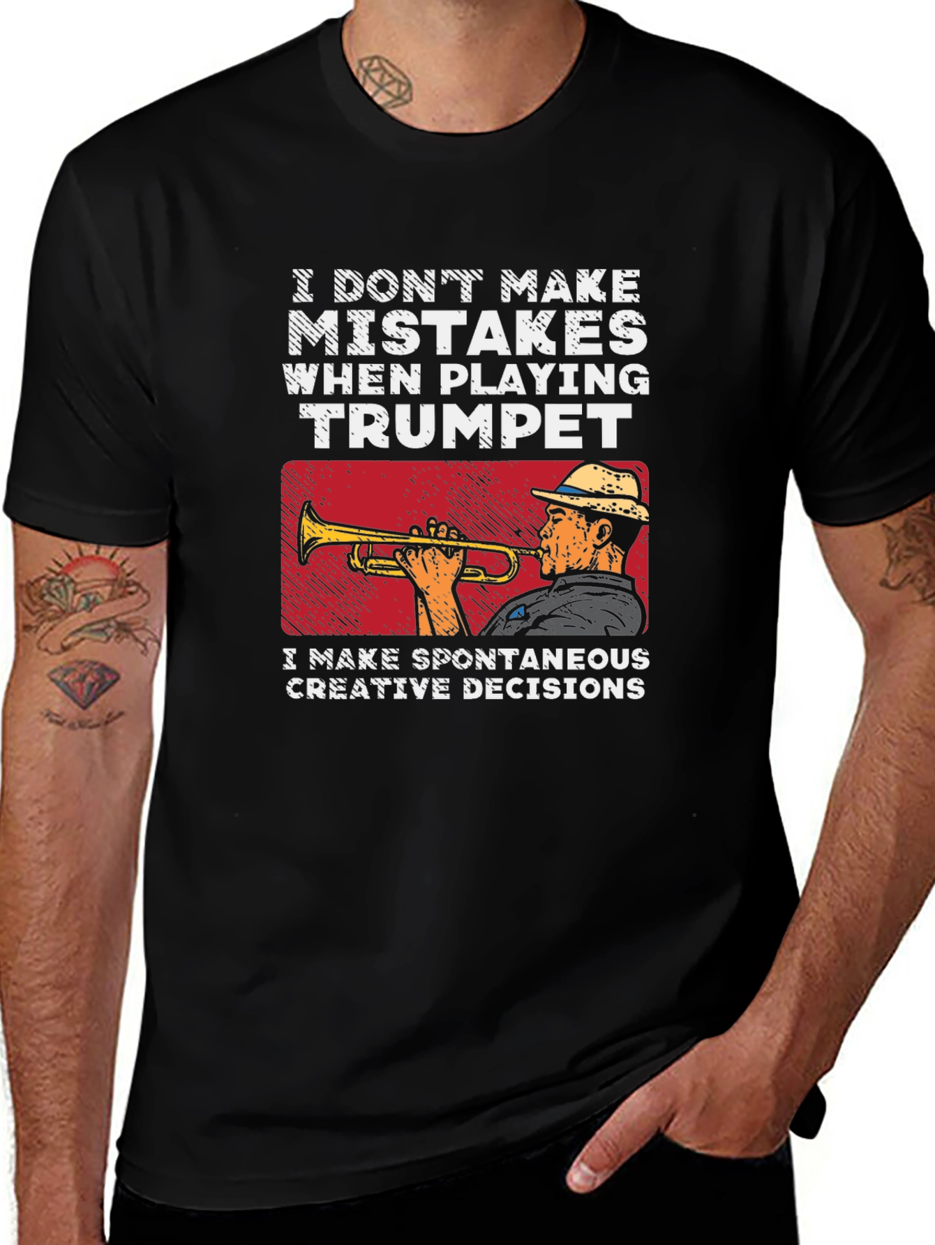 Variant 22 of Trumpet Player Tee: No Mistakes, Just Creative Decisions!