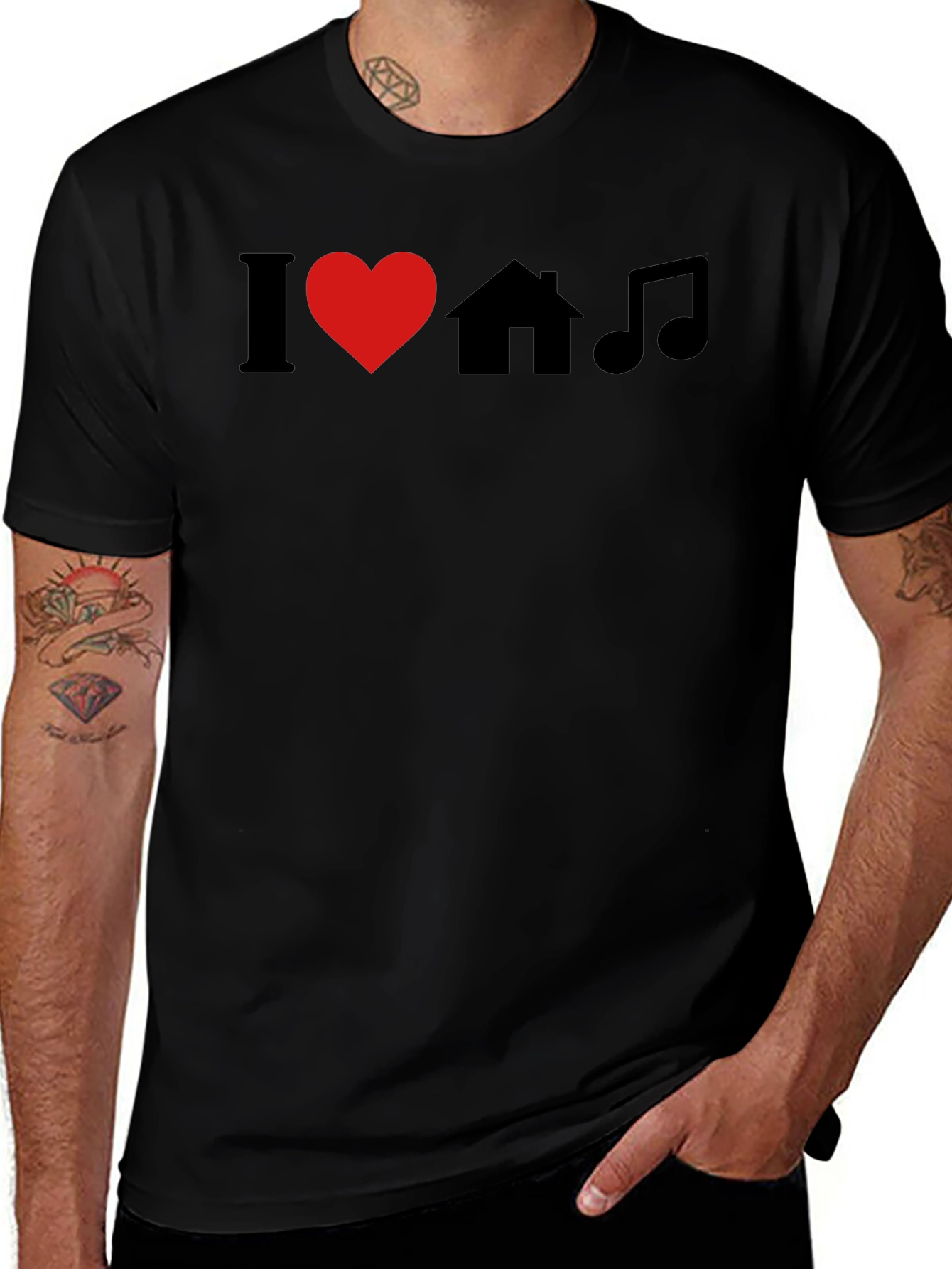 Variant 29 of I Love House Music Black Graphic T-Shirt