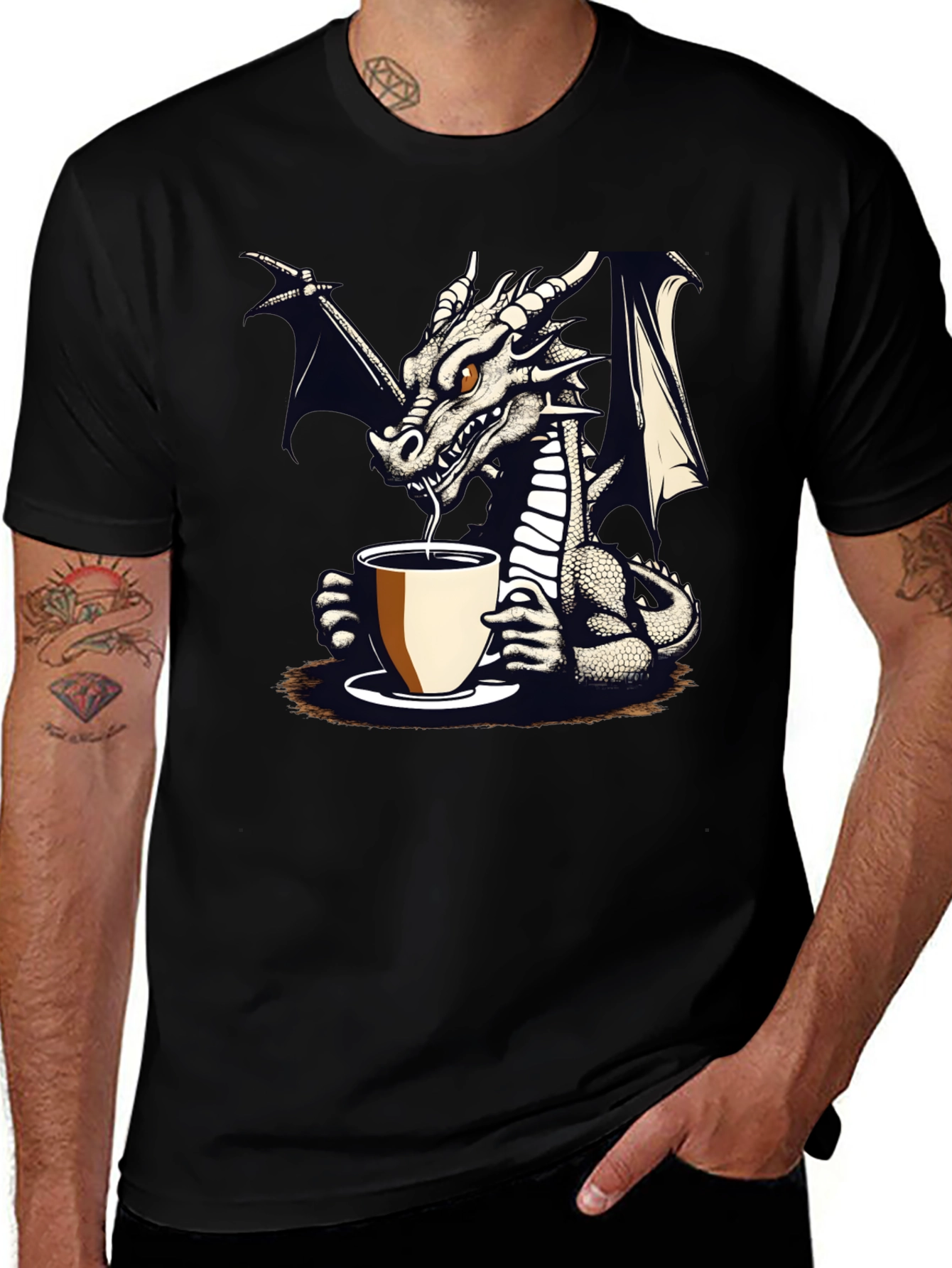 Variant 18 of Dragon Coffee Lover T-Shirt - Black