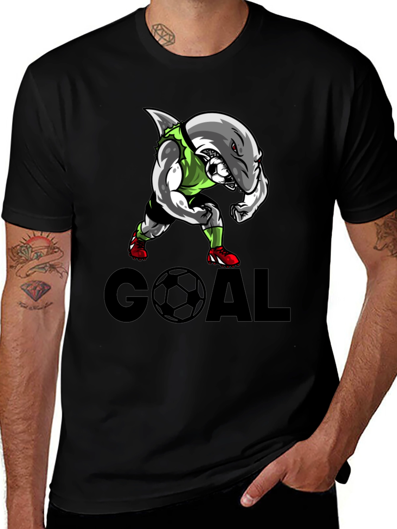 Black Shark Soccer Goal Black T-Shirt main image