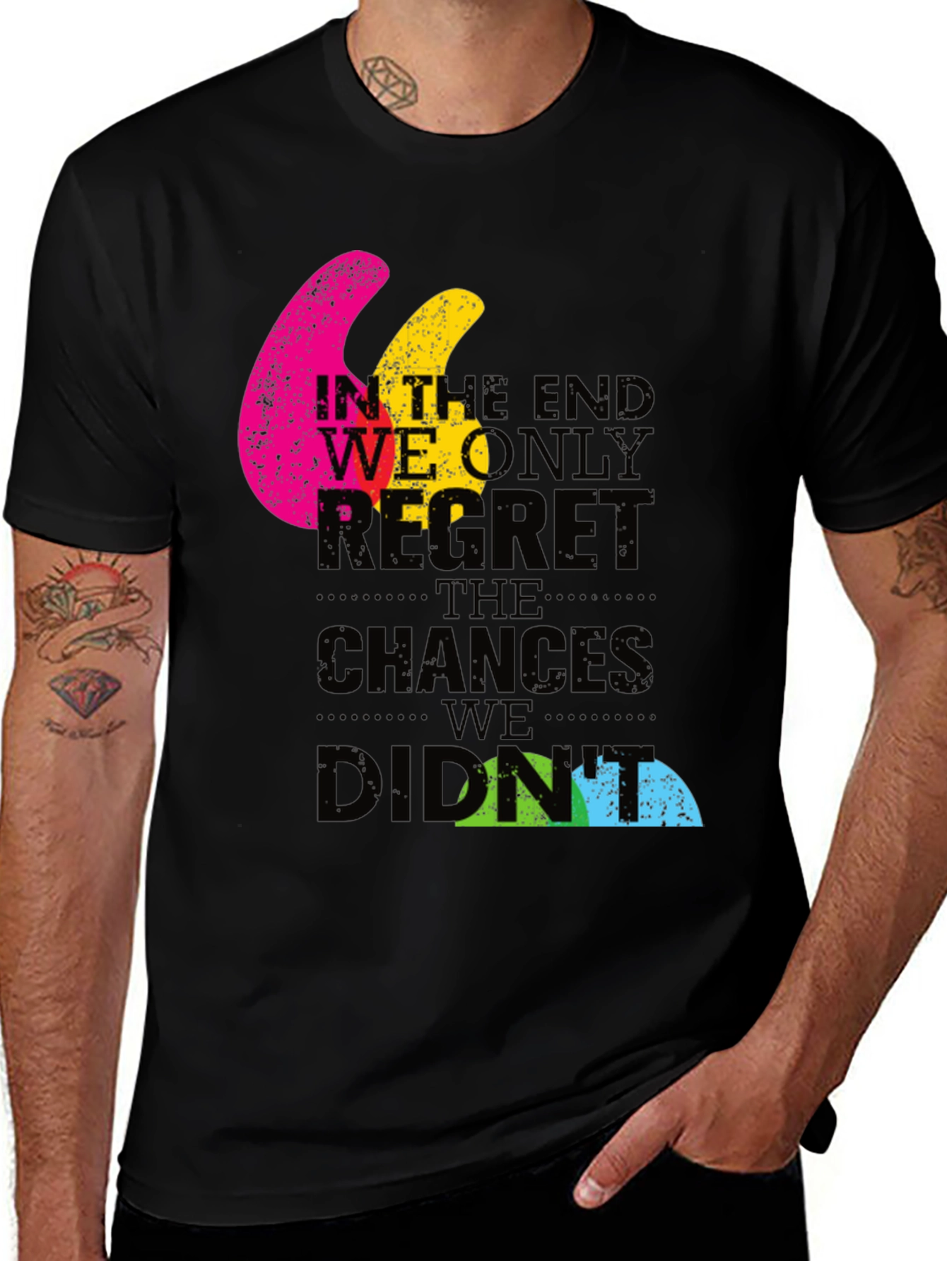 Variant 15 of Regret Graphic Print Black T-Shirt