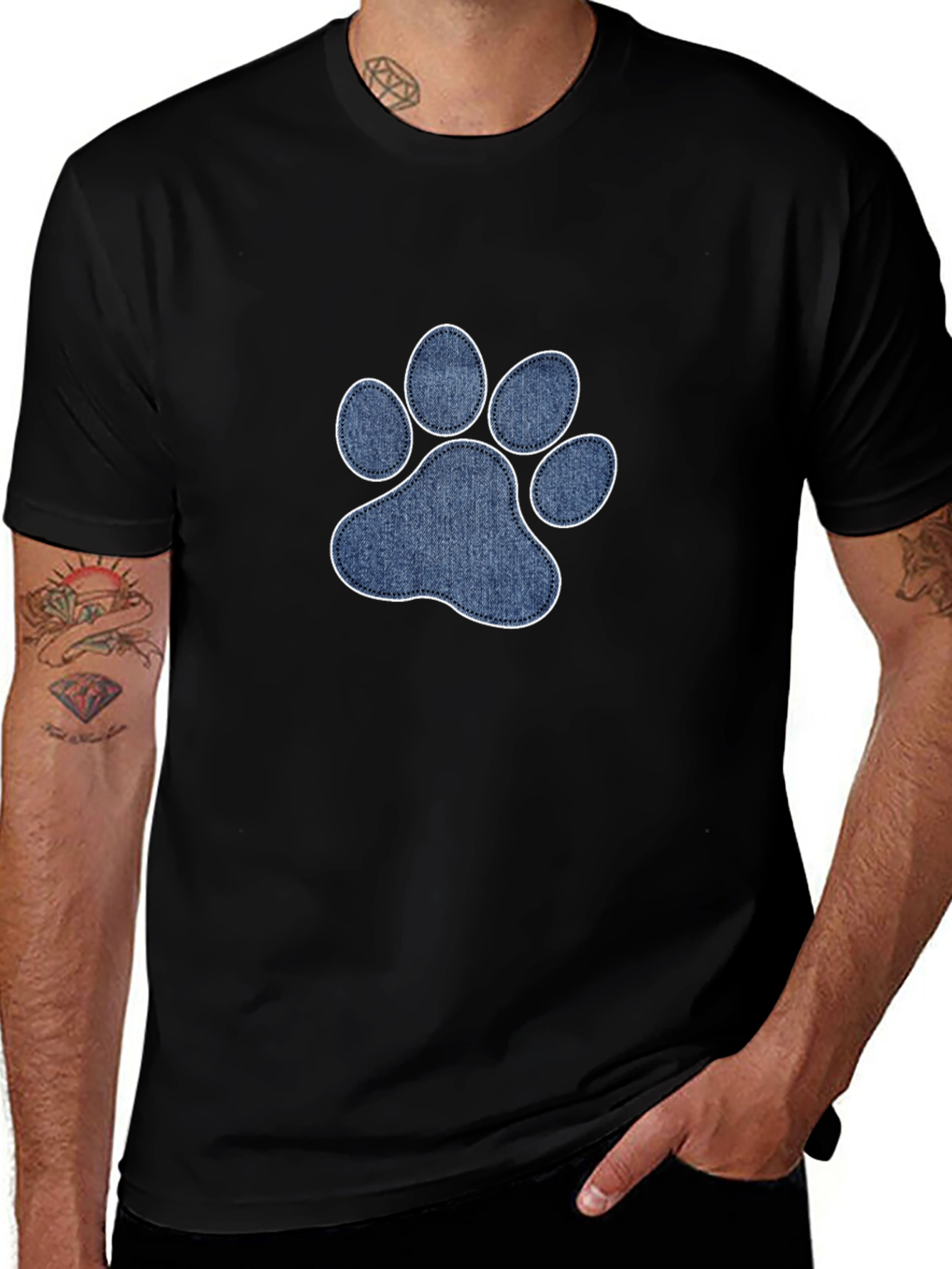 Variant 29 of Paw Print Denim Patch Graphic Tee
