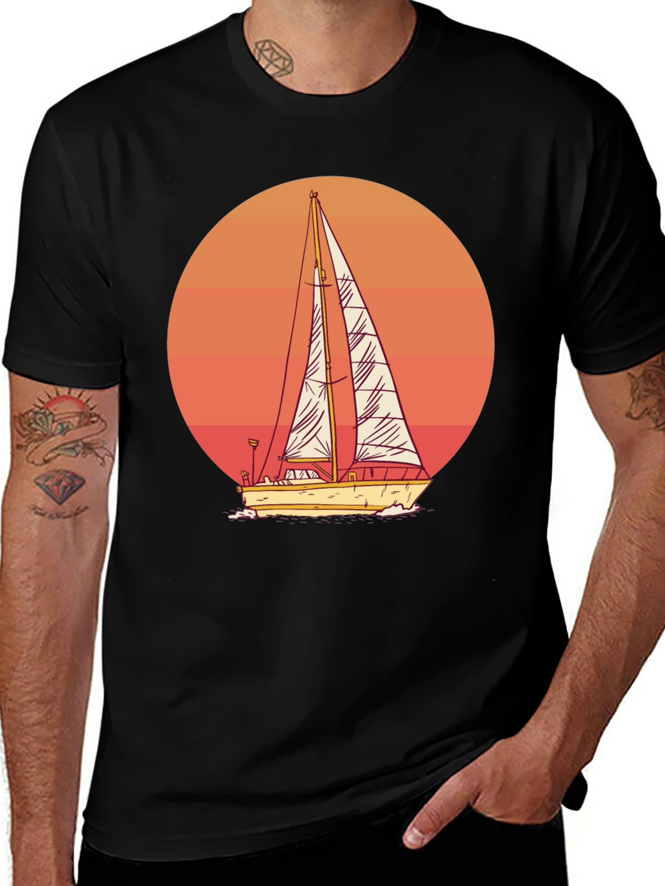 Variant 10 of Sunset Sailboat Graphic Tee - Nautical Style