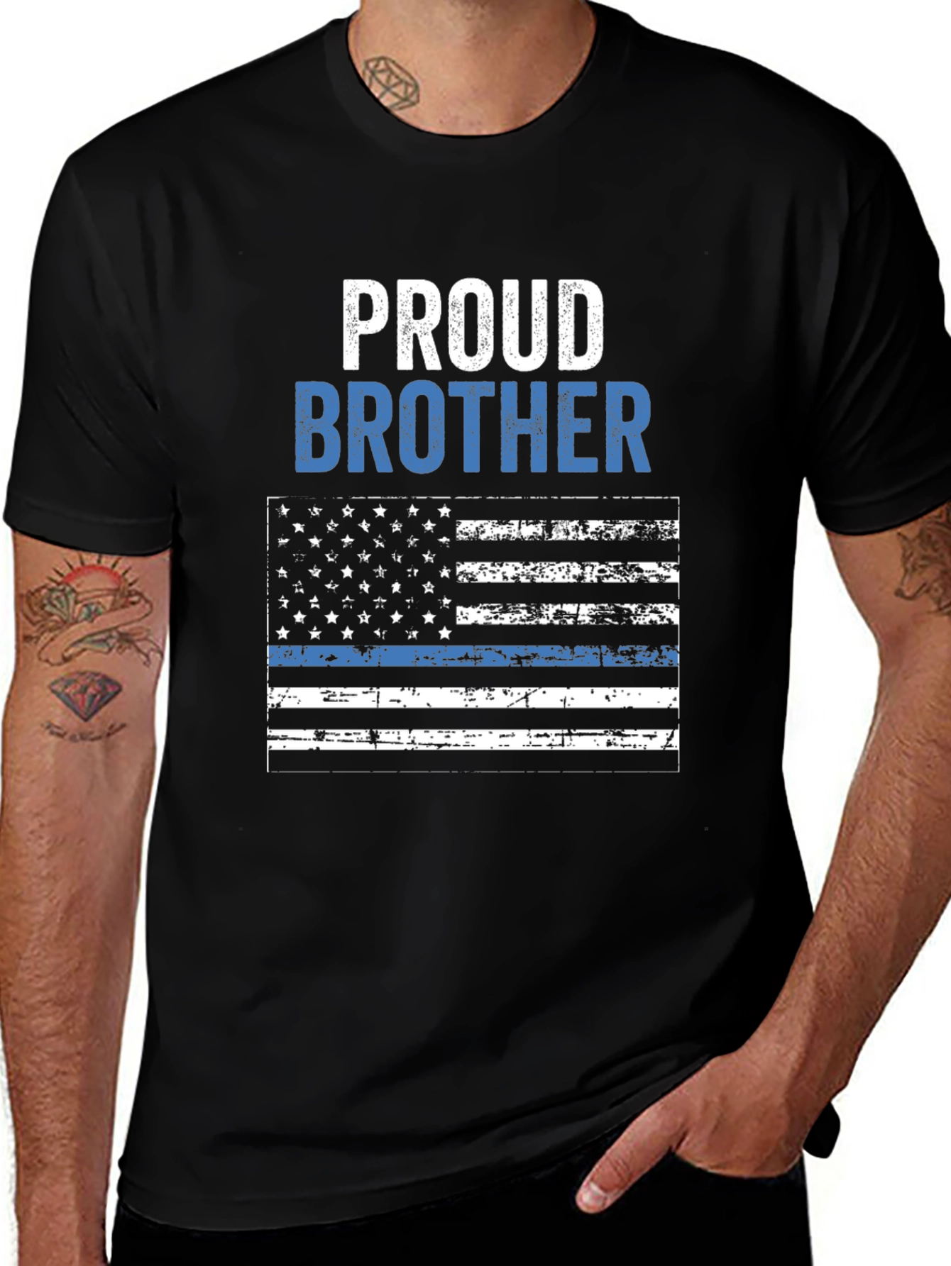 Proud Brother Thin Blue Line Flag T-Shirt