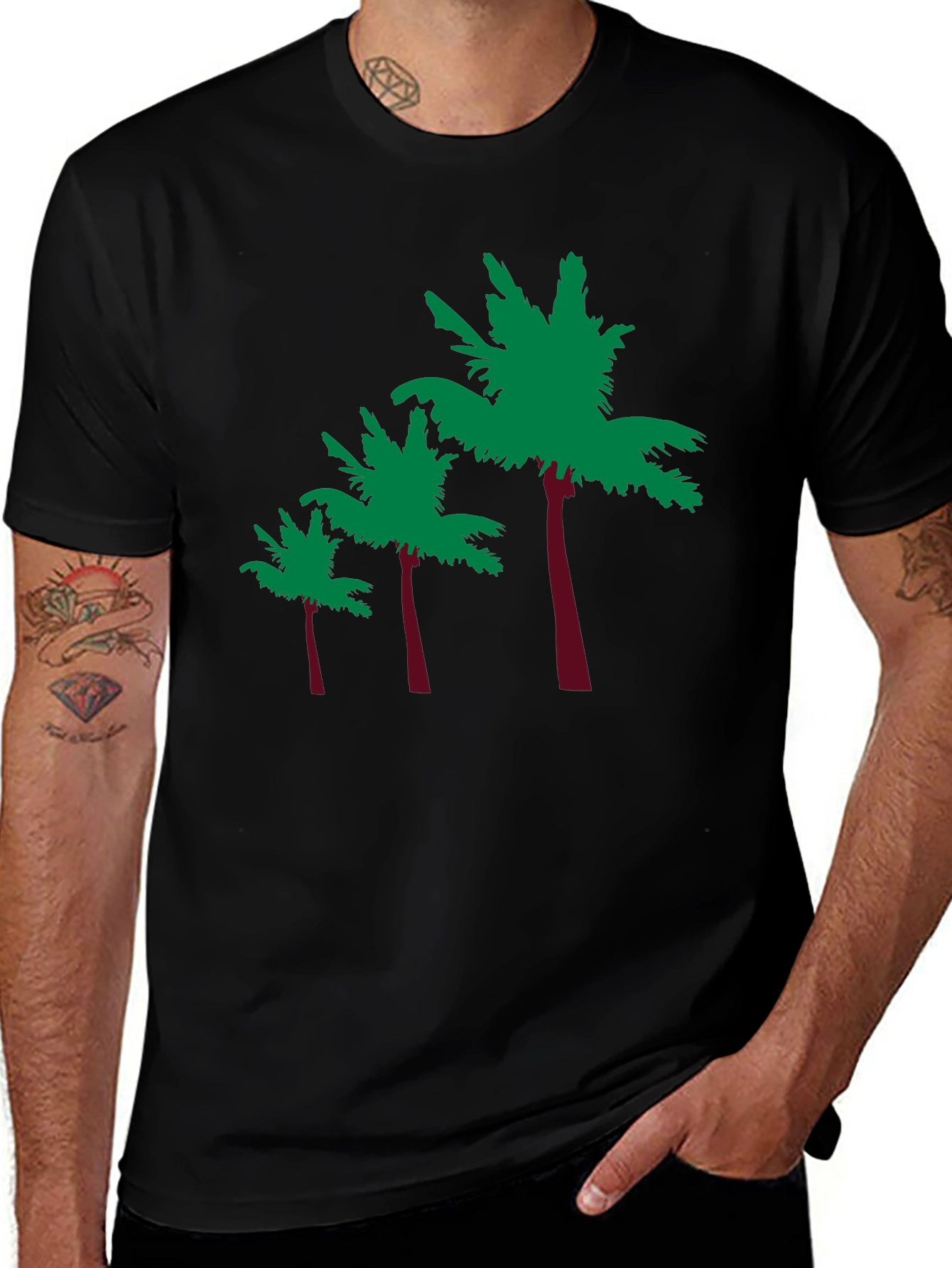 Variant 27 of Tropical Palm Tree Graphic Tee - Black