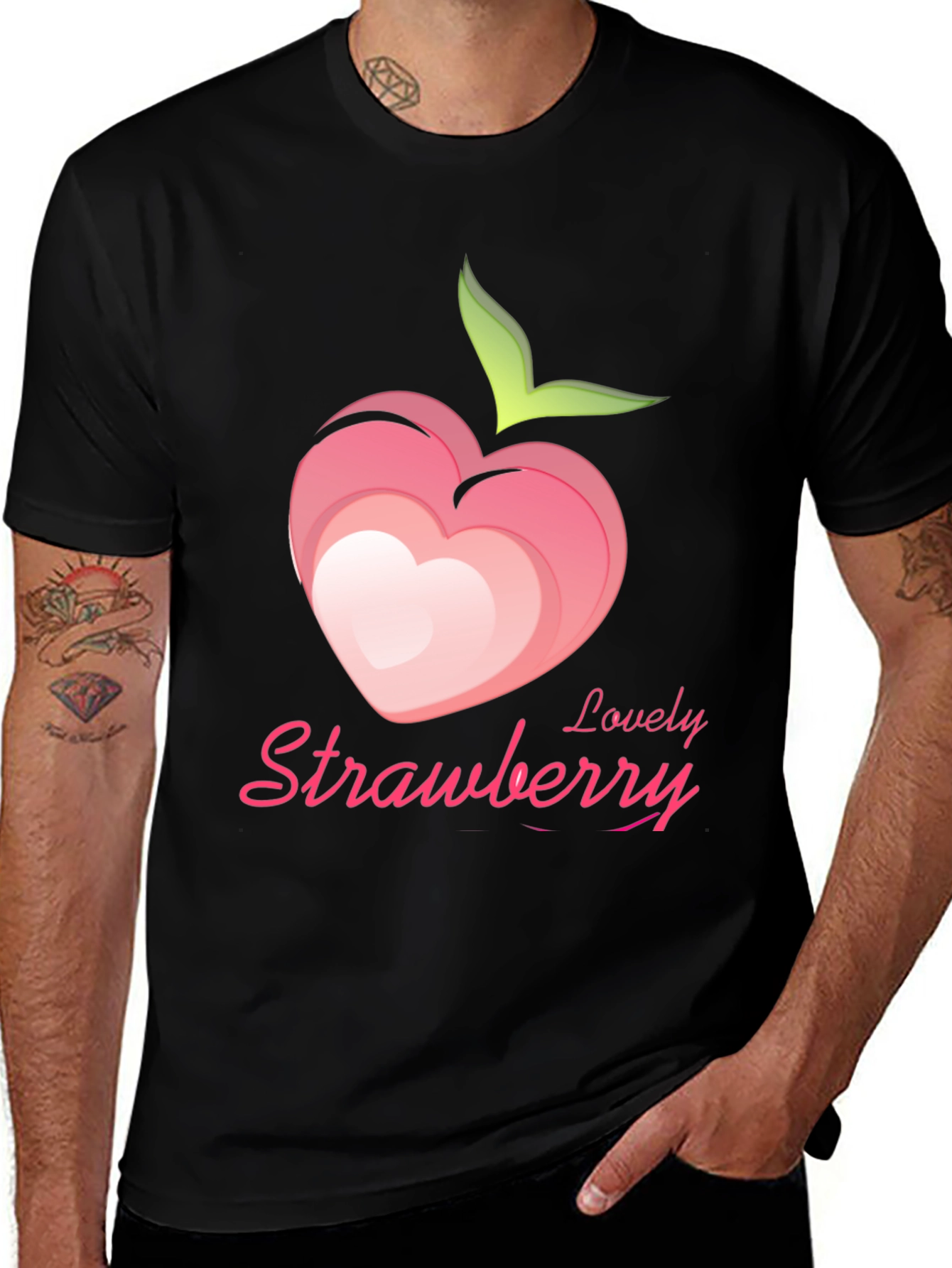 Variant 15 of Lovely Strawberry Graphic Tee - Black