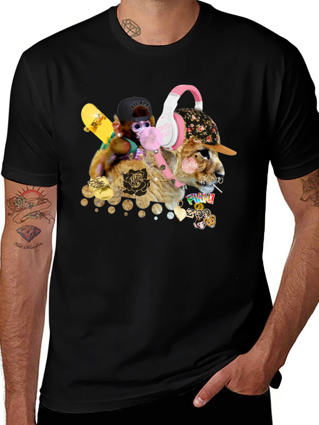 Variant 5 of Funny Zoo Black T-Shirt