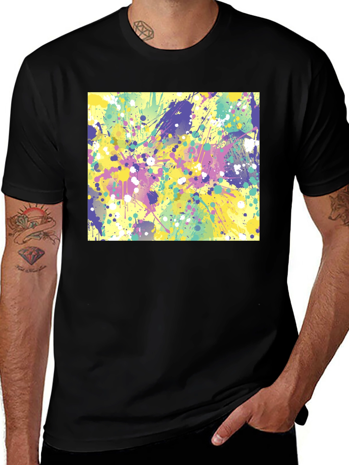Variant 20 of Abstract Splatter Art Black T-Shirt