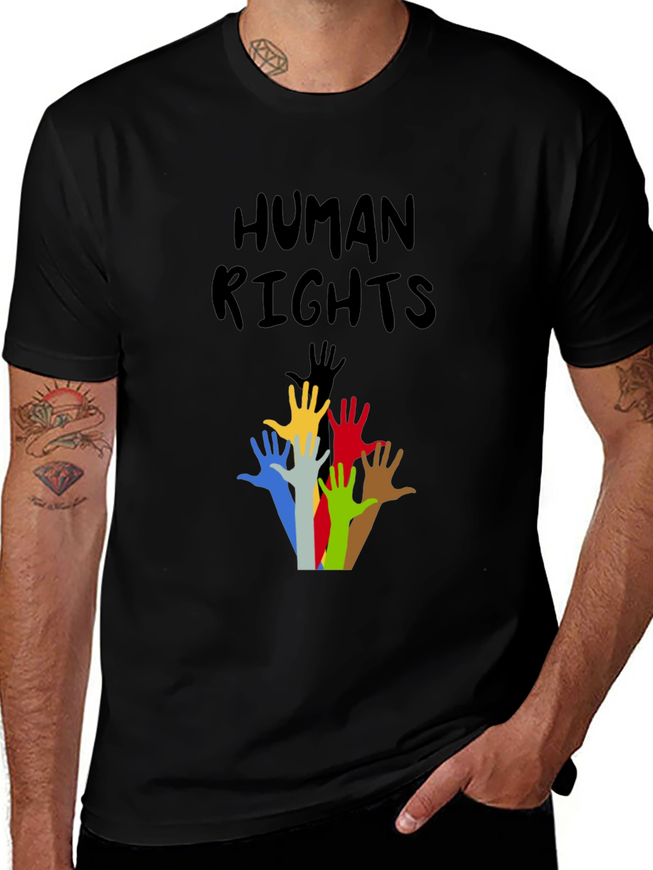 Variant 12 of Human Rights Graphic T-Shirt - Black