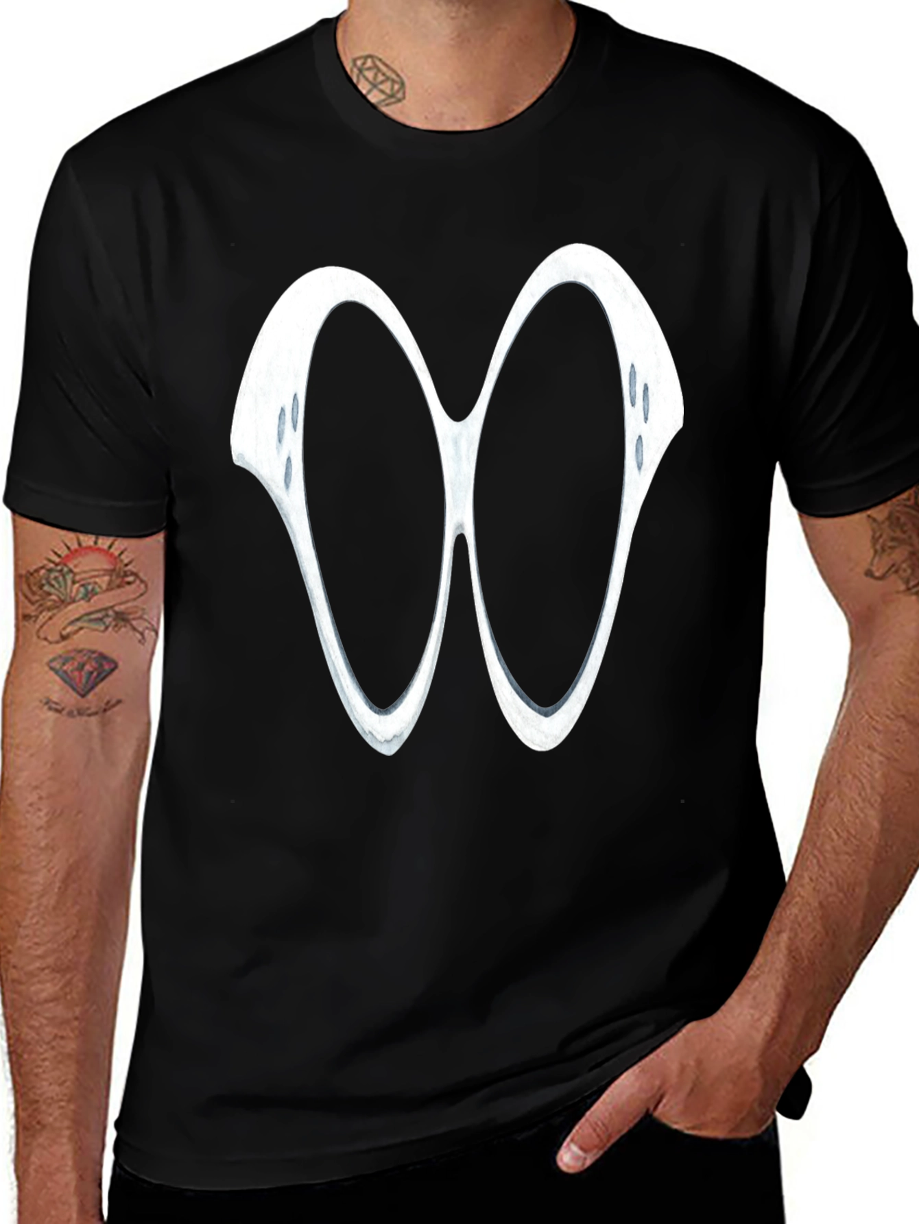 Variant 12 of Abstract Eyeglass Style Graphic Print Black T-Shirt