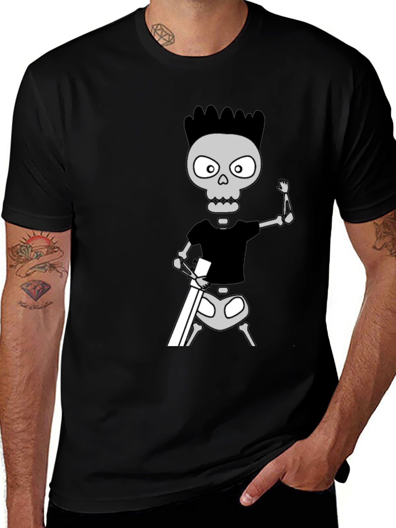 Variant 8 of Skeleton Cartoon T-Shirt - Black