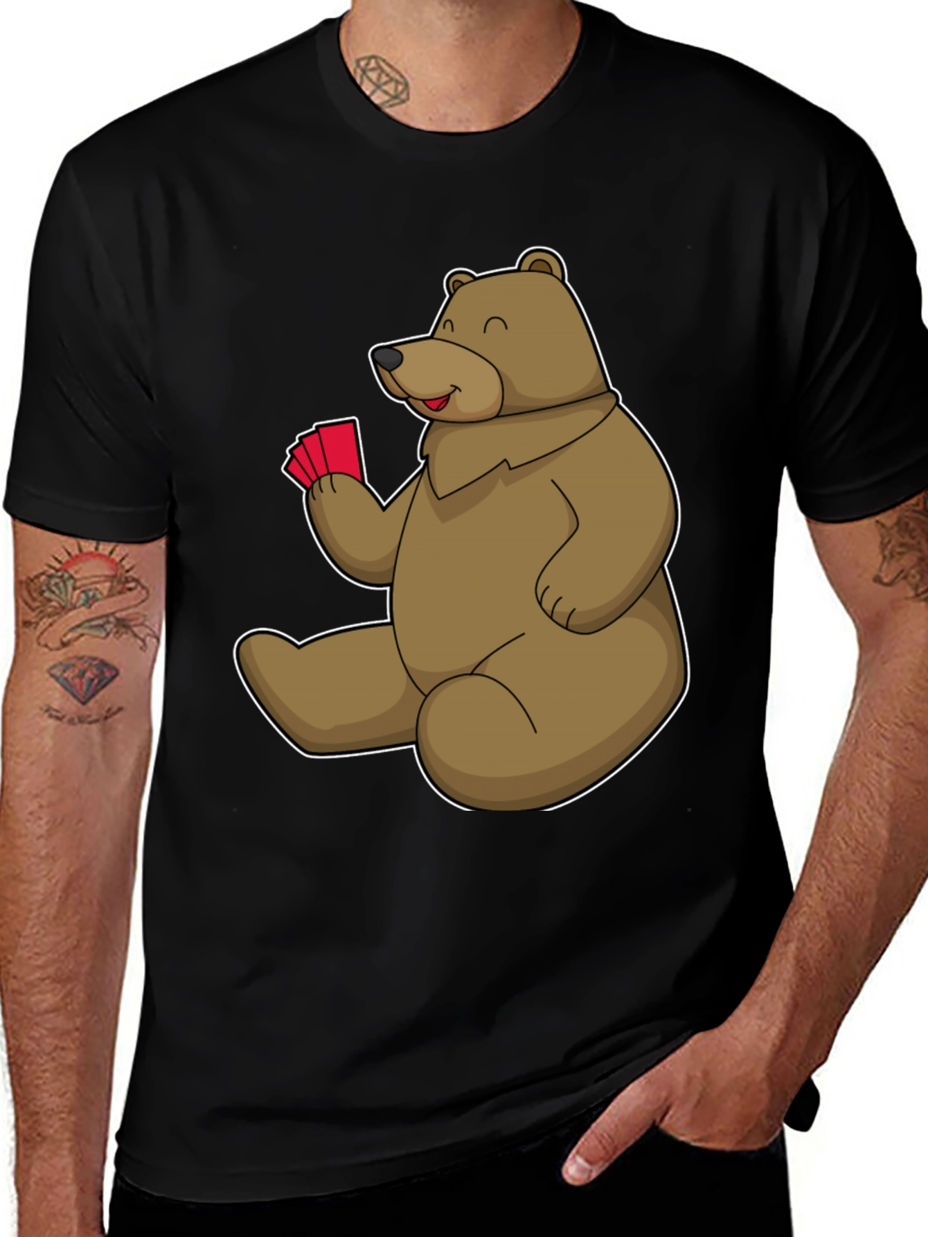 Variant 13 of Bear Playing Cards Graphic Tee