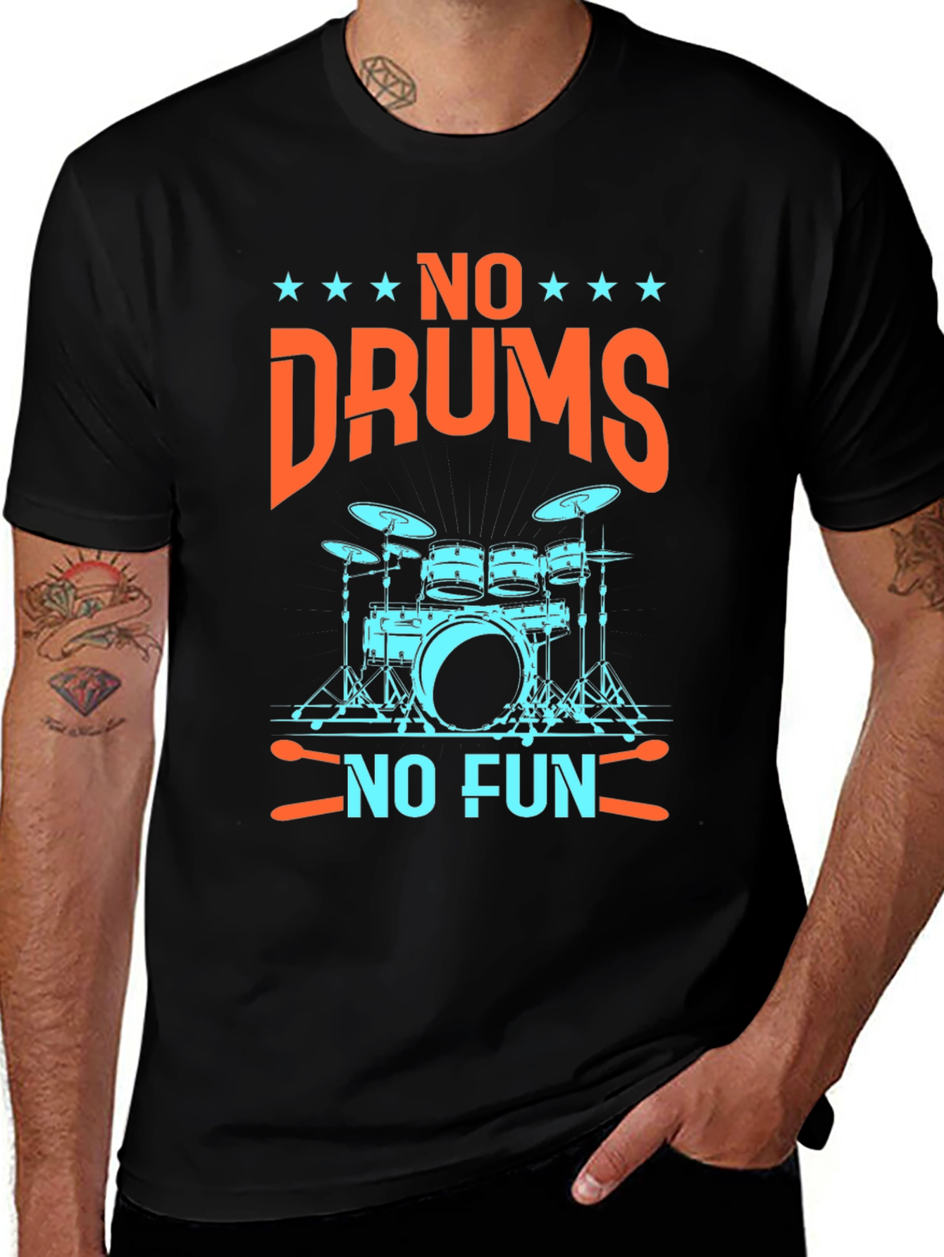 Variant 3 of No Drums No Fun Graphic Tee - Music Lover T-Shirt