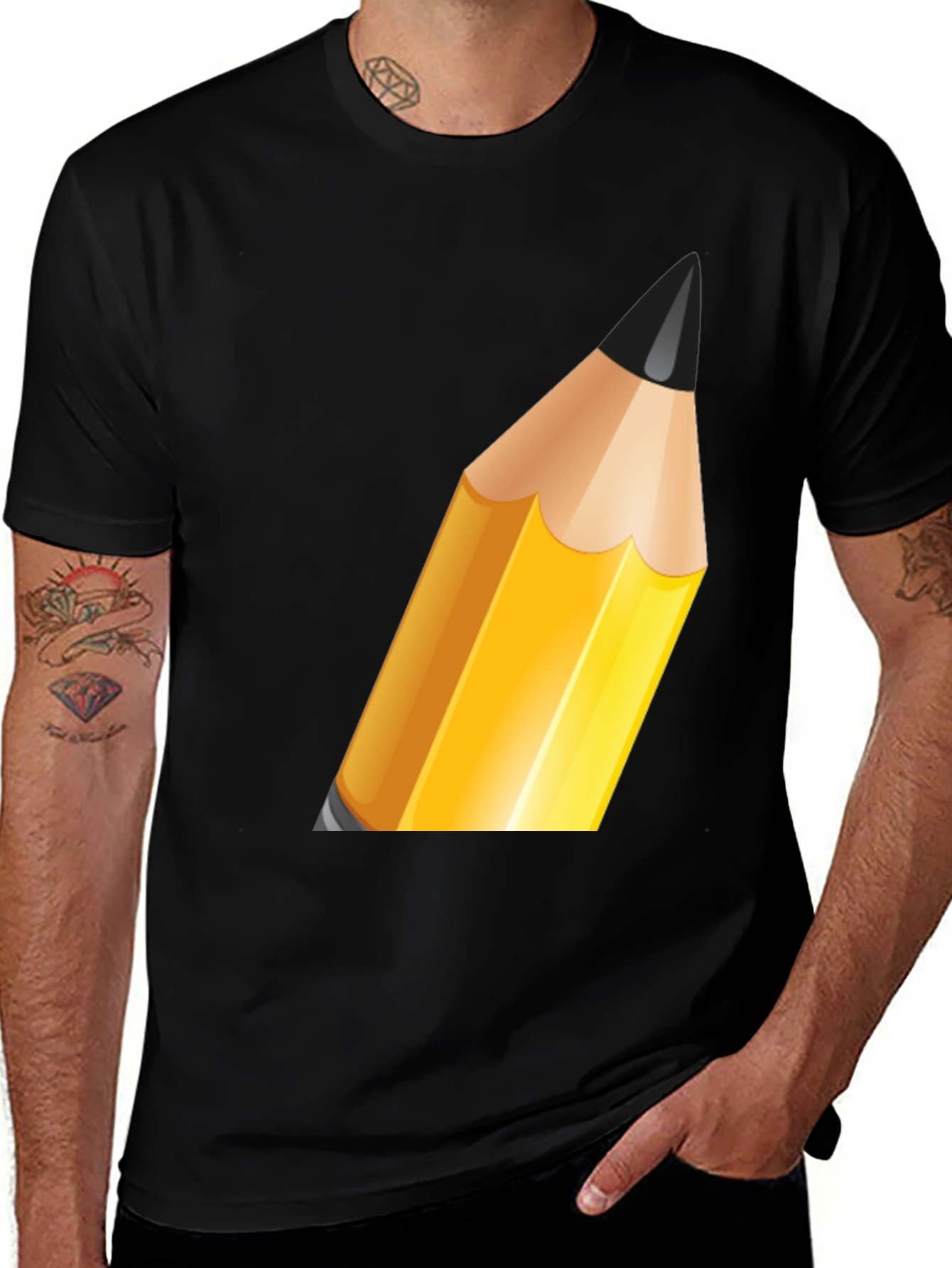 Pencil Graphic Black T-Shirt