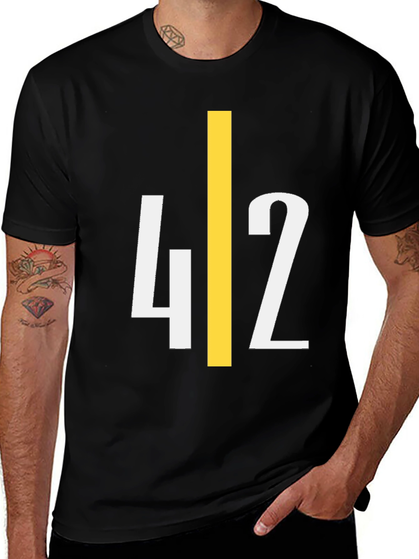 Variant 4 of 42 Graphic Tee - Black Cotton Casual Shirt
