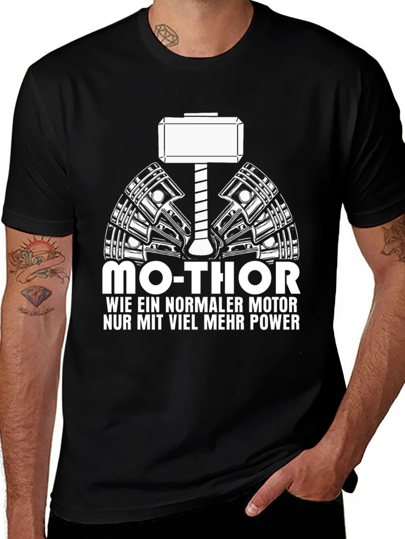 Variant 25 of Mo-Thor Motor Power T-Shirt - Mechanic Humor