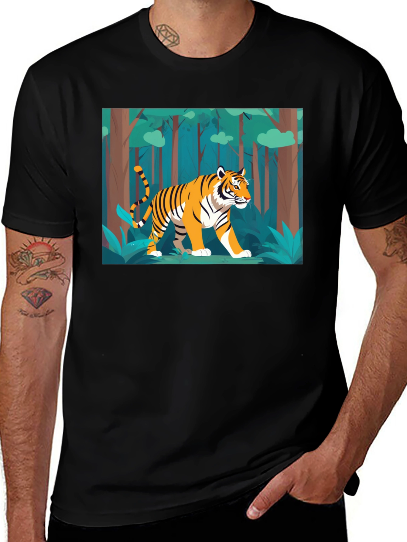 Variant 16 of Tiger Graphic Black T-Shirt