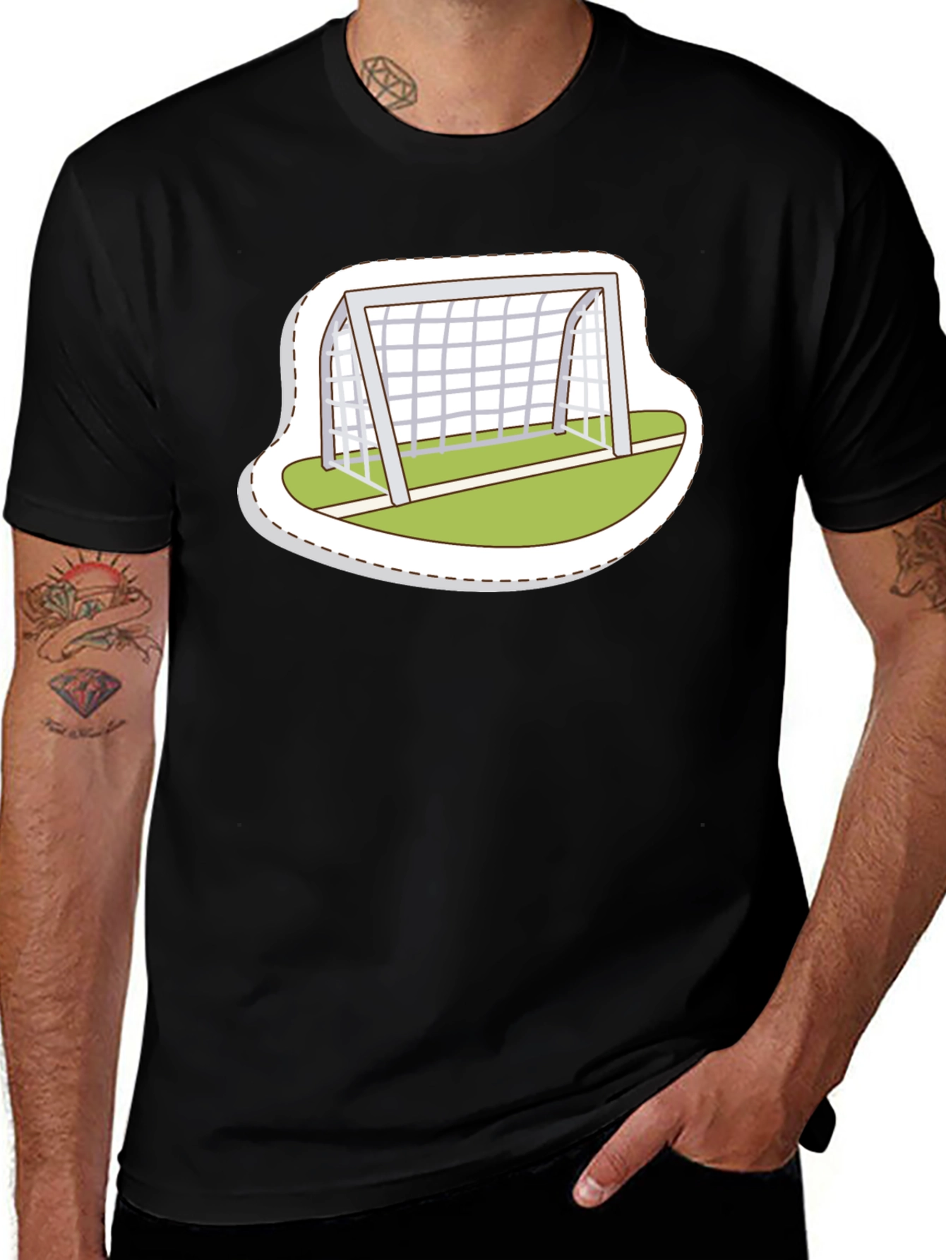 Variant 21 of Soccer Goal Graphic Tee - Sporty Black T-Shirt